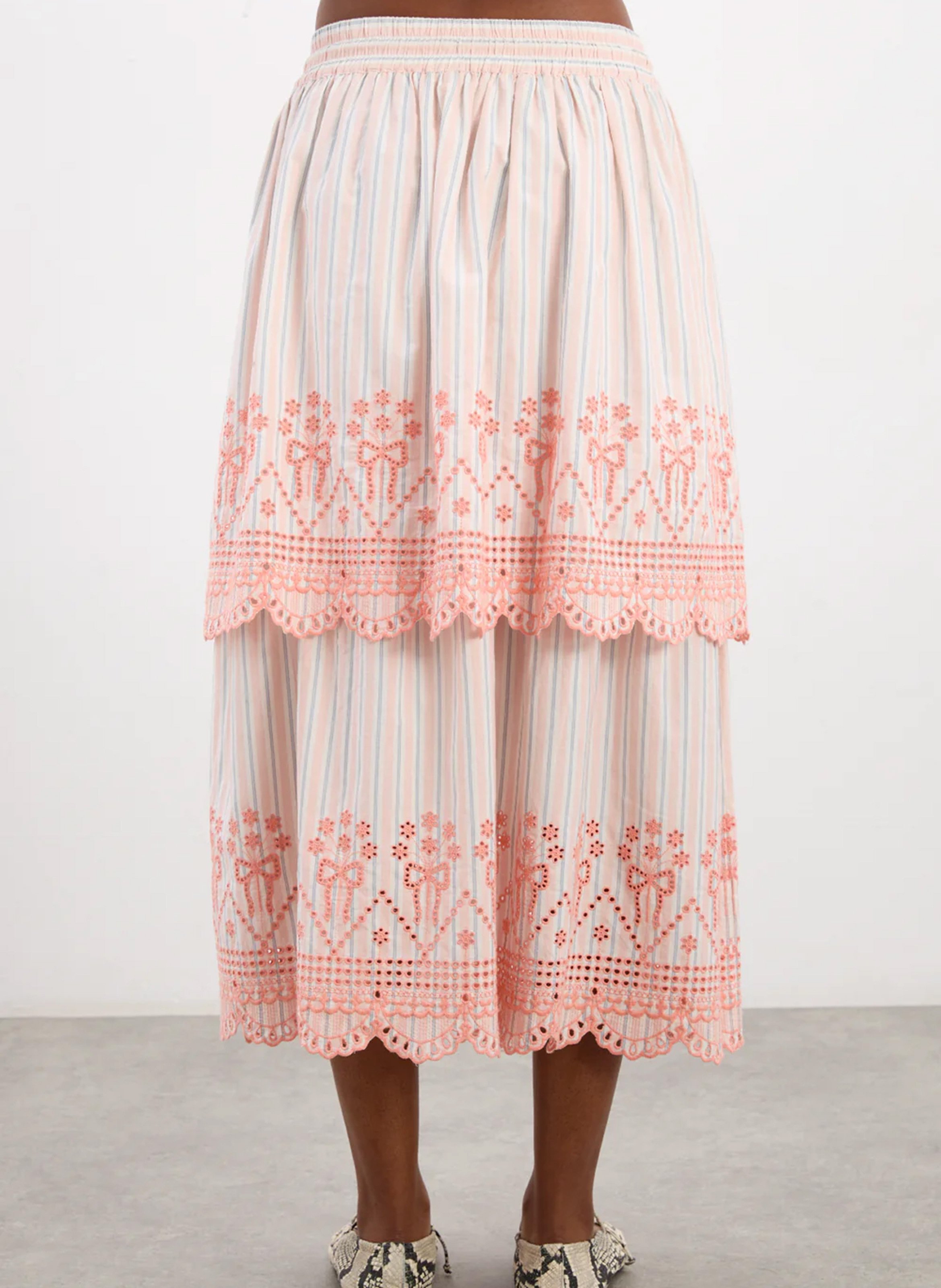 Langer Bio-Baumwollrock gestreift und bestickt DAMSON MADDER Orange