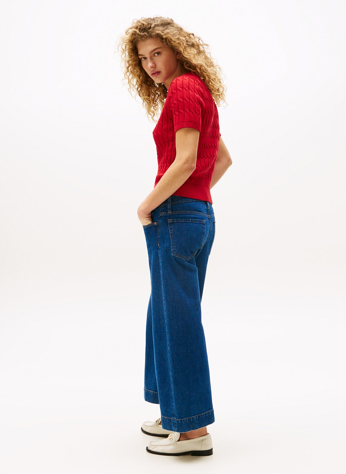 Pull col rond en  coton TOMMY HILFIGER Rouge