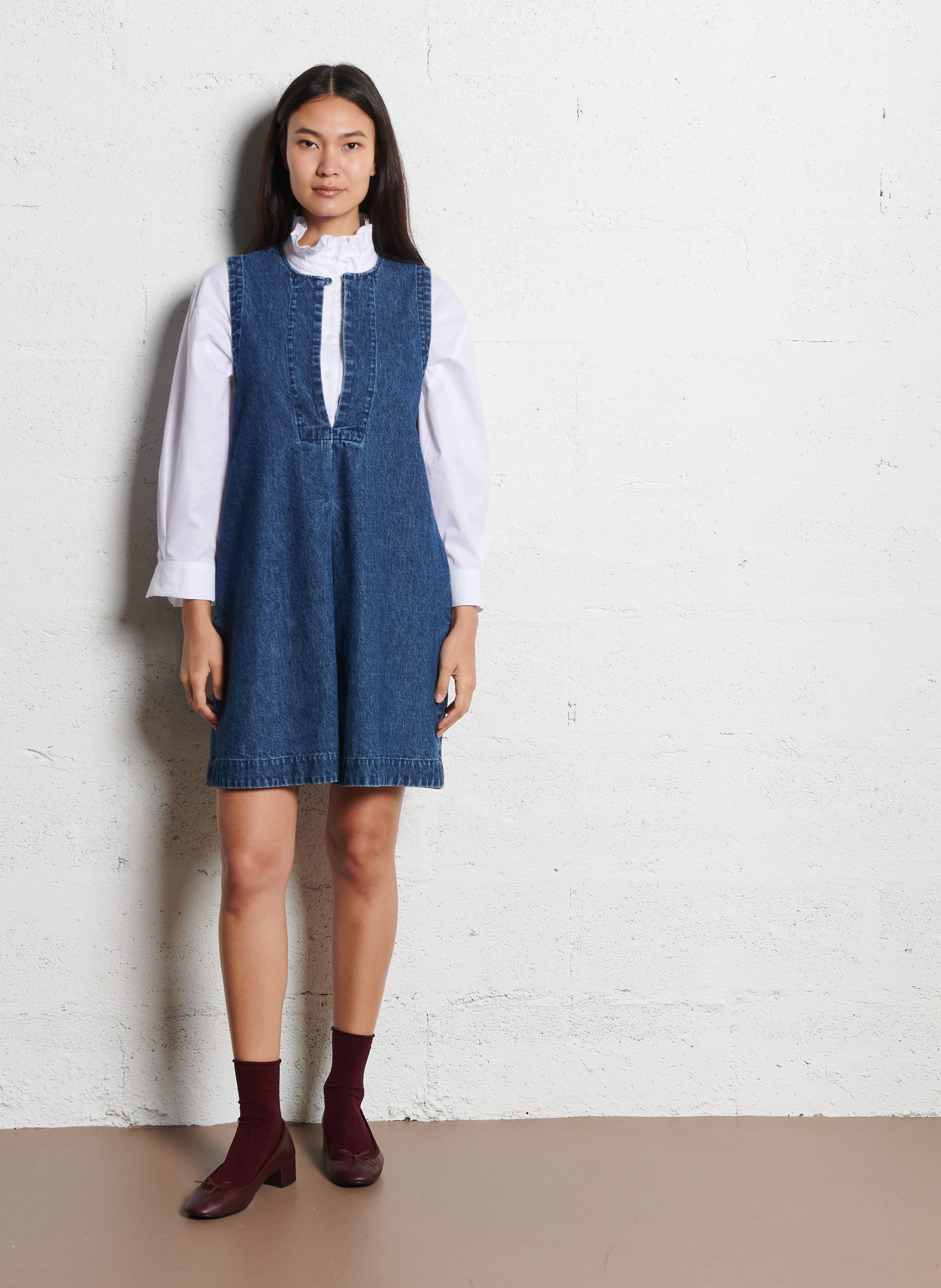 Robe courte en coton bio mélangé SUZIE WINKLE Bleu