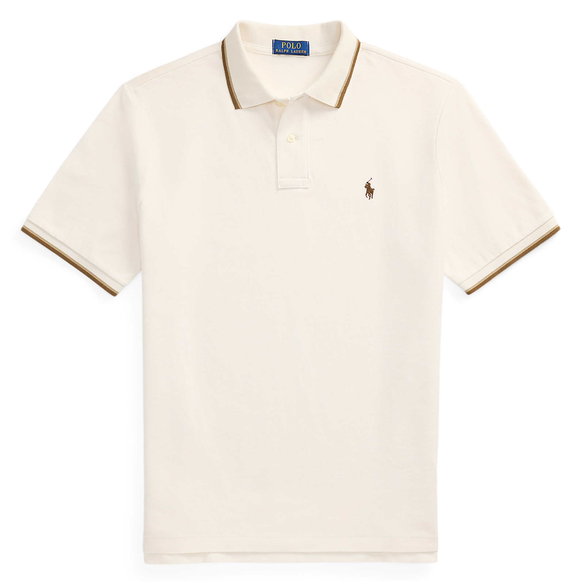 Block color slim-fit cotton piqué polo shirt POLO RALPH LAUREN Beige