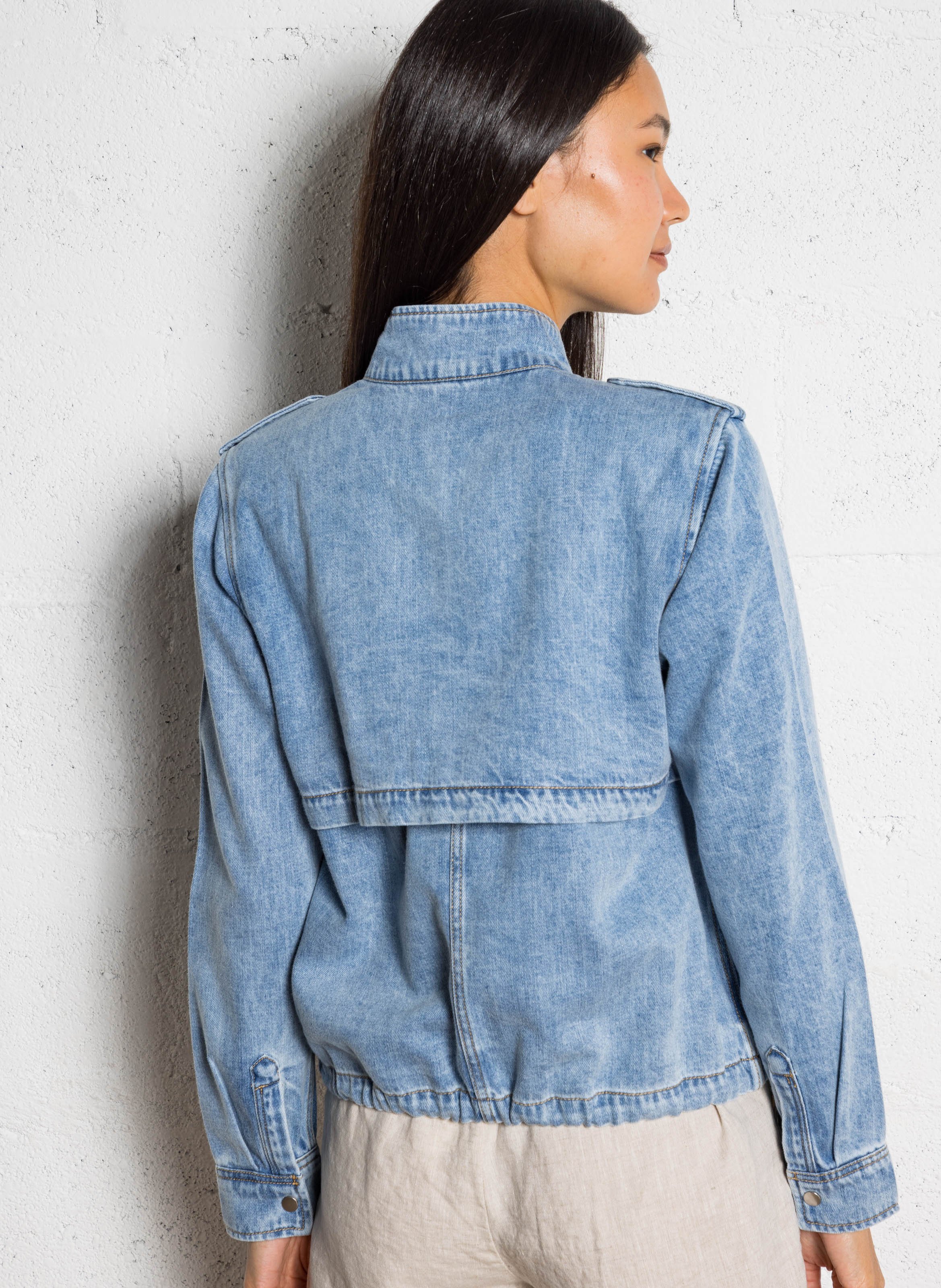 High-neck cotton-blend jacket RAILS Blue