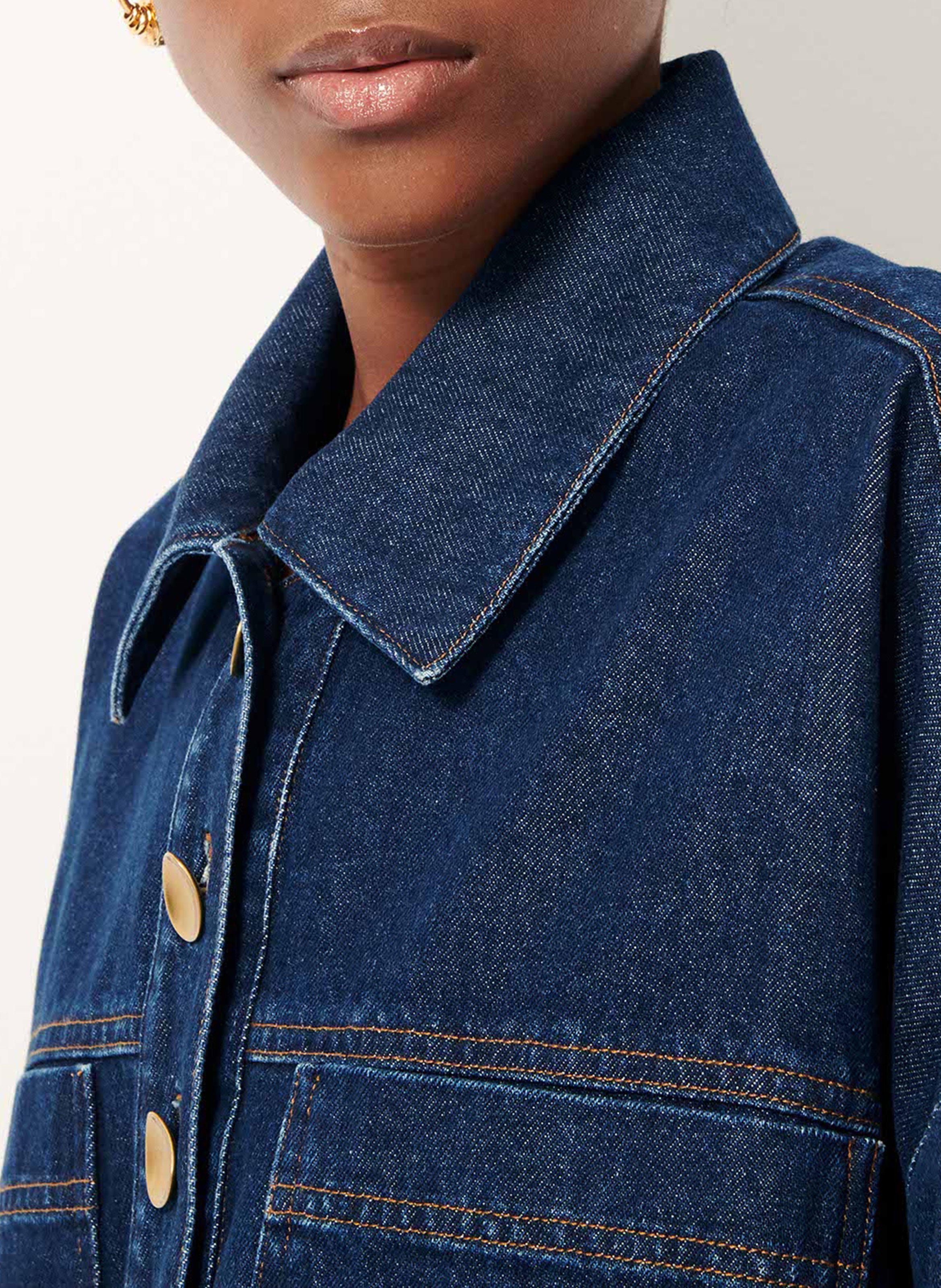 Oversized short-sleeve raw denim polo SESSUN Blue