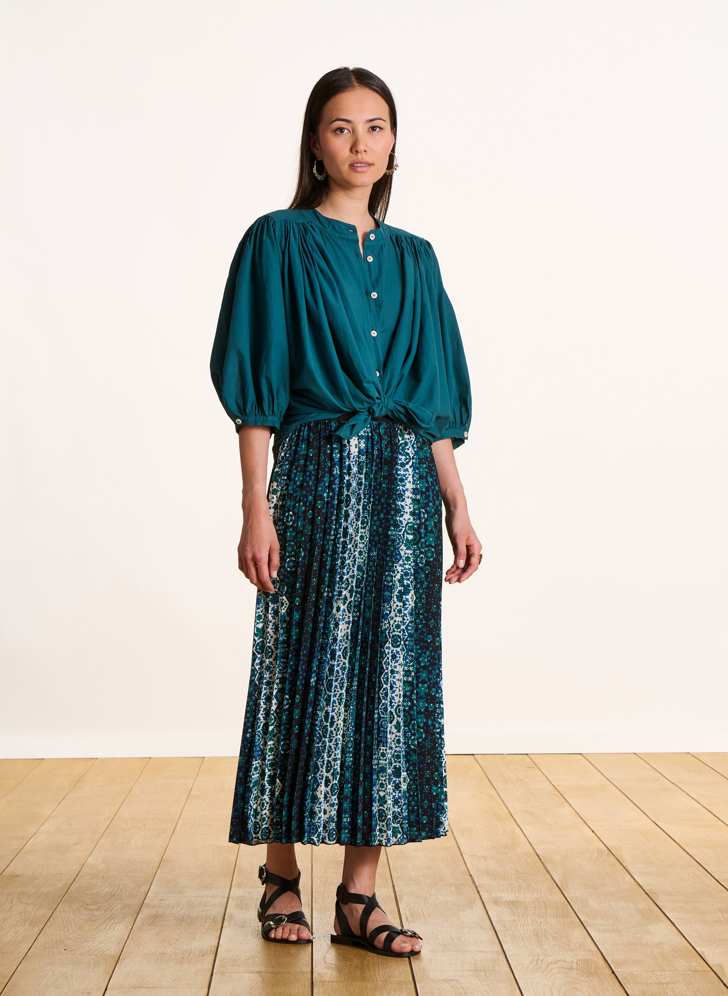 Loose plain cotton shirt LA FEE MARABOUTEE Blue