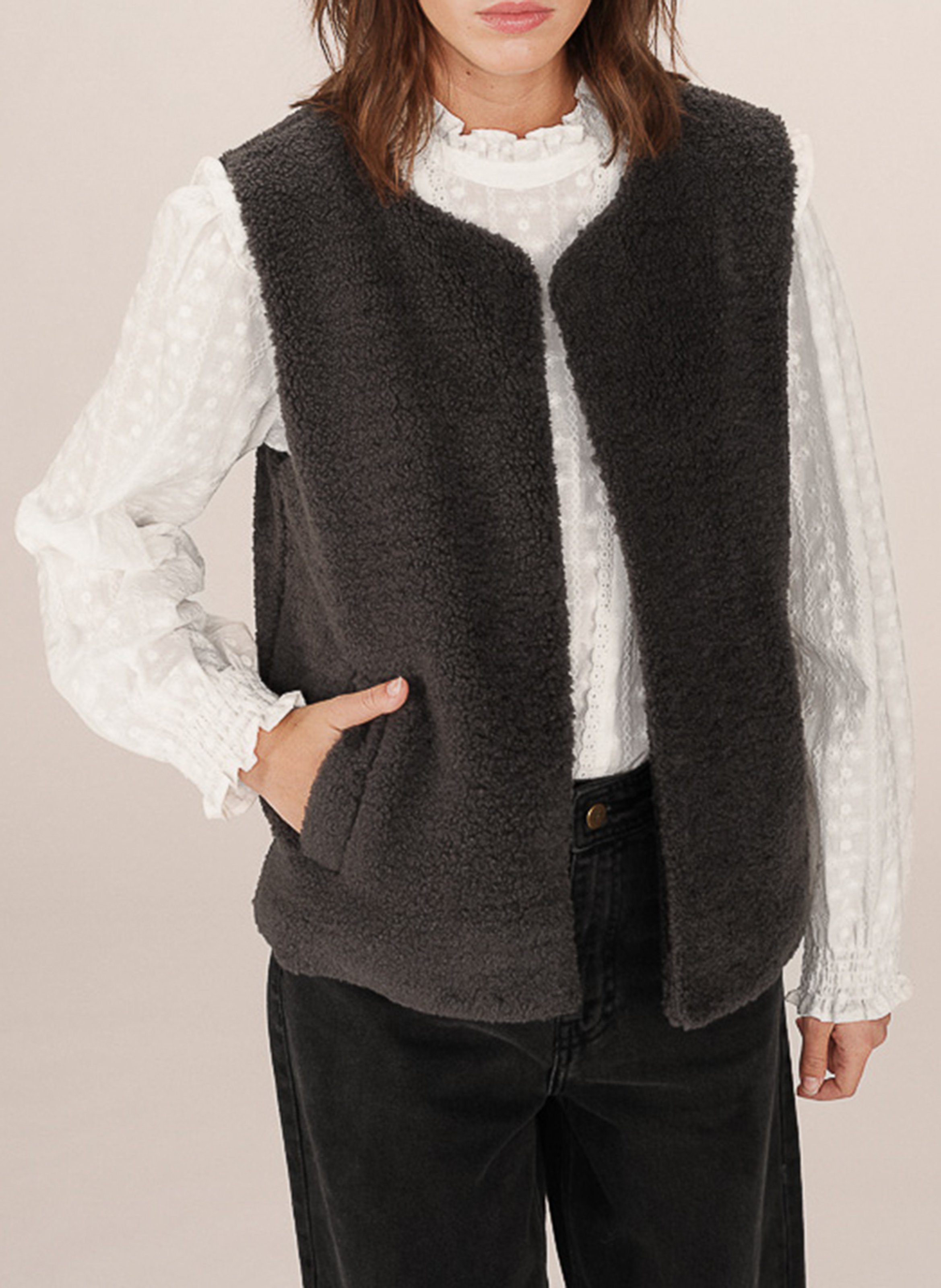 Sleeveless faux fur vest GRACE ET MILA Grey