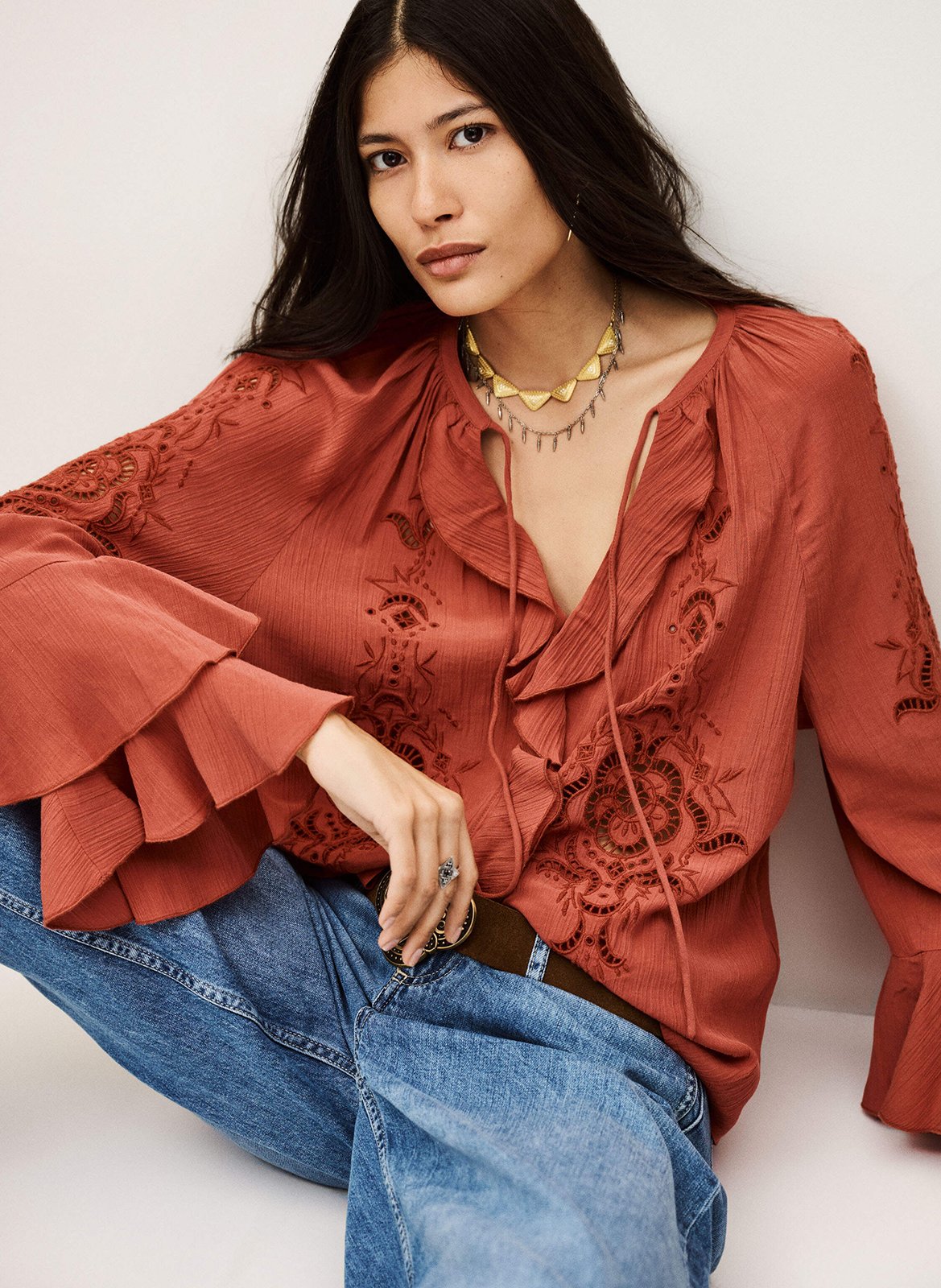 Oversized geborduurde blouse BA&SH Roze