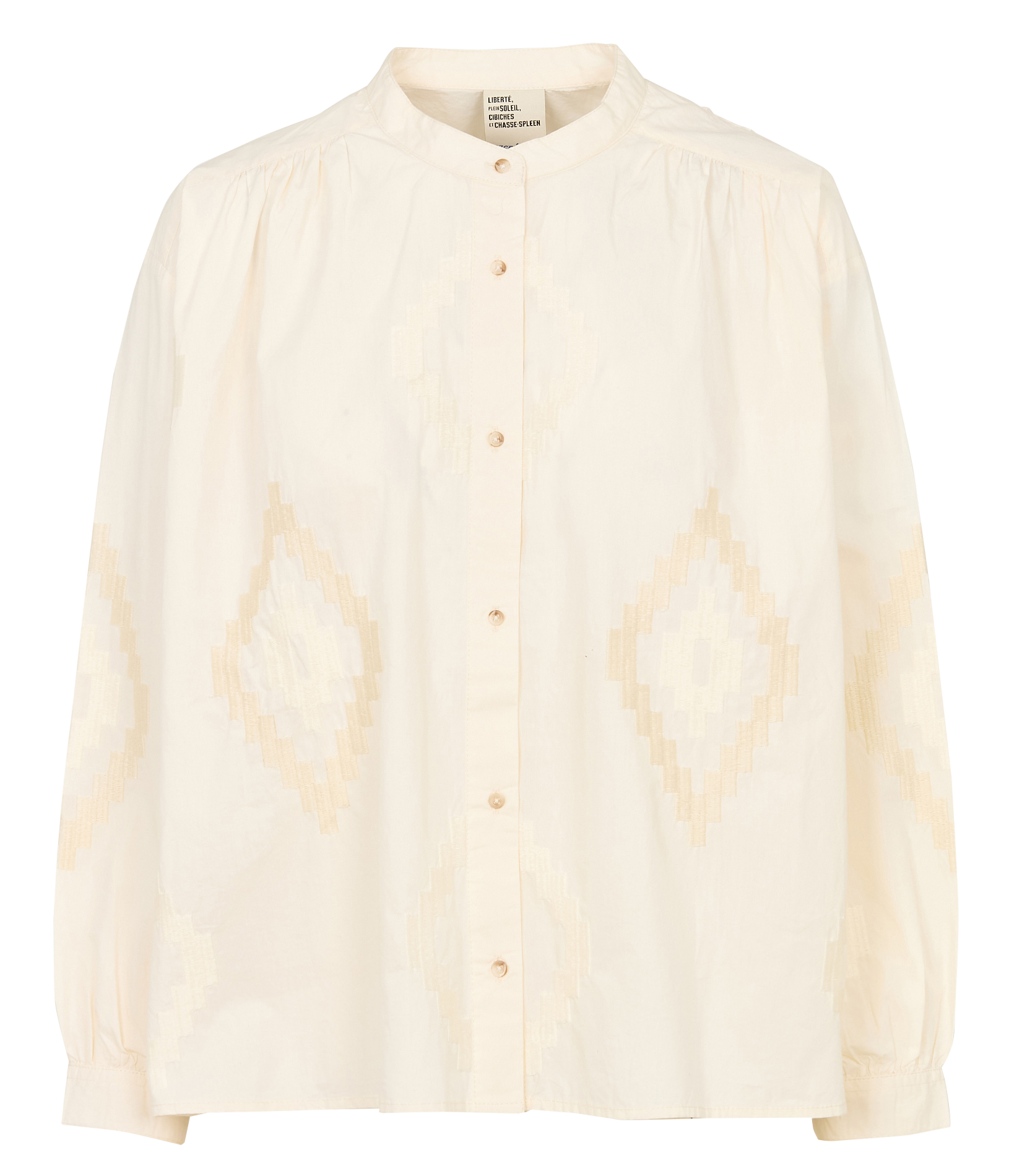 Cotton blouse with mandarin collar SACRECOEUR Beige