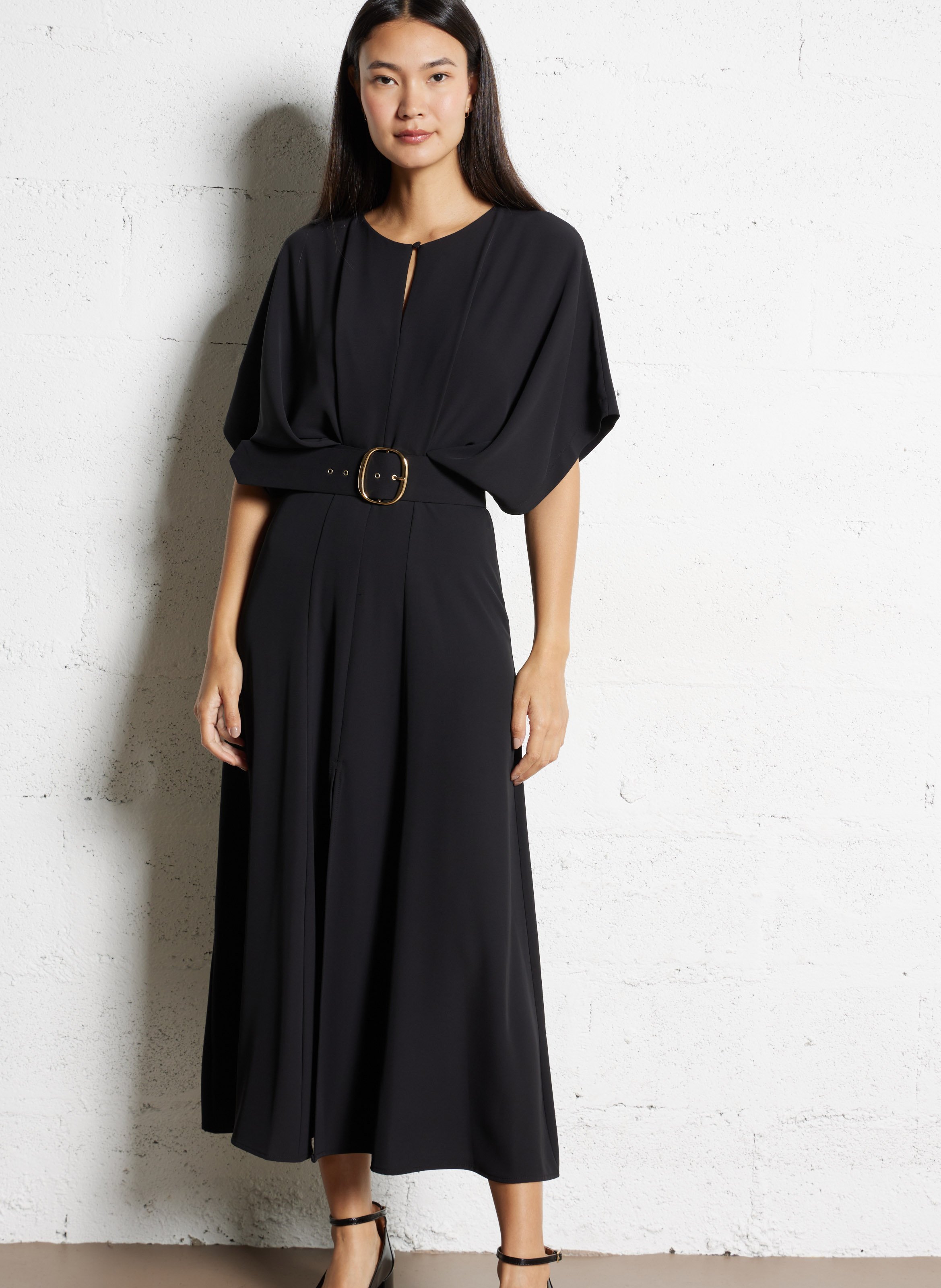 Long fitted round-neck dress IMPERIAL Black