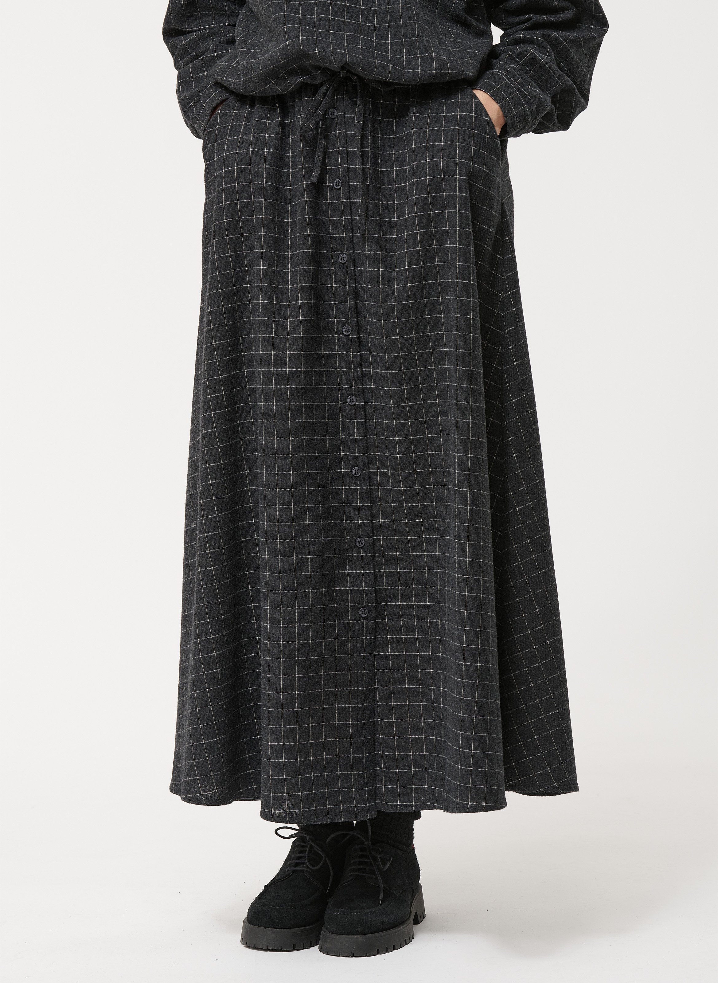 Jupe longue à carreaux HUMILITY Argent