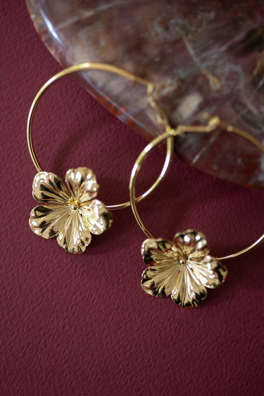 AGLAÉ - Silver-plated flower hoop earrings MONSIEUR SIMONE Golden
