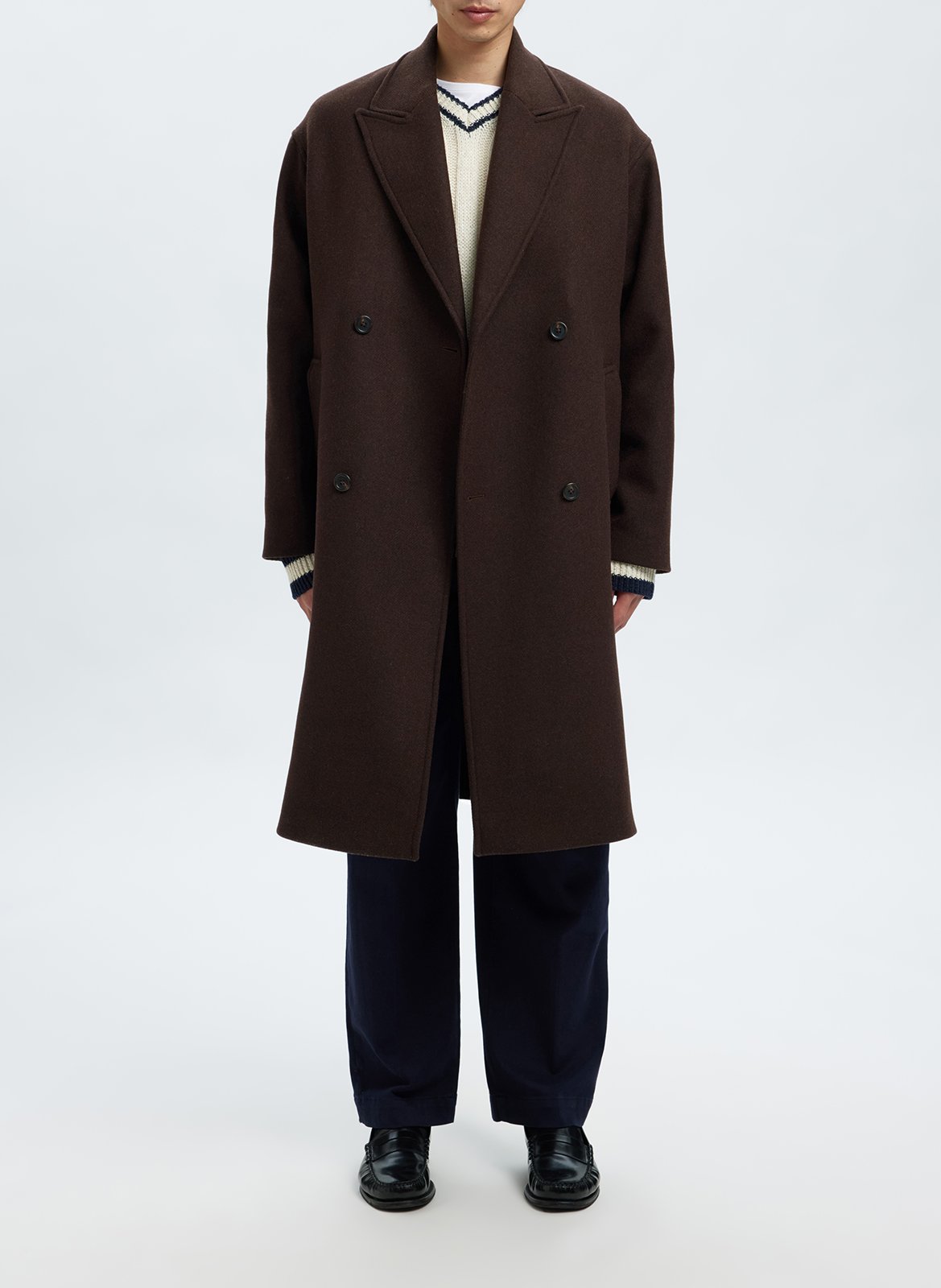 Manteeau en laine recyclée col tailleur SELECTED Marron