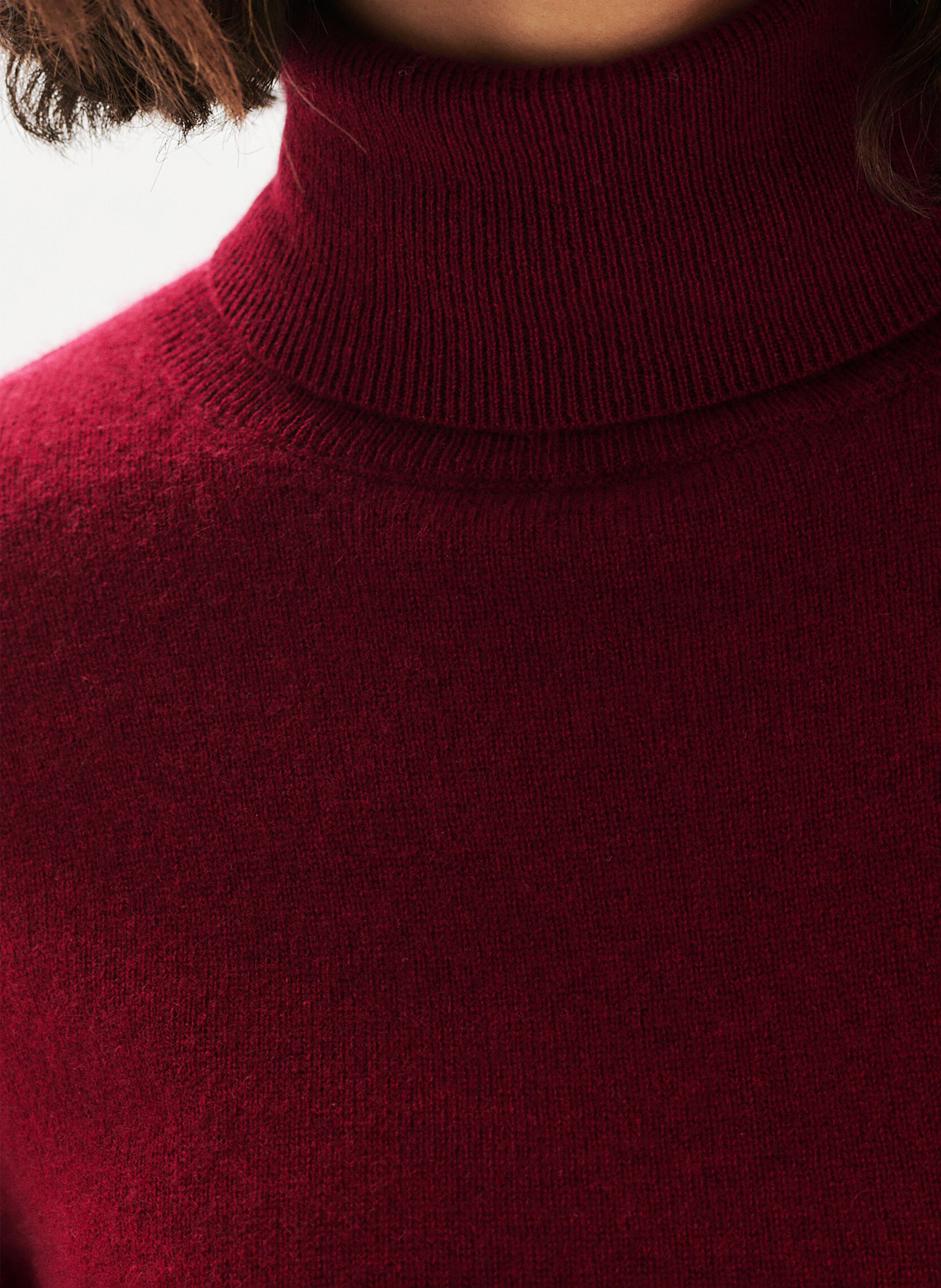 Cashmere straight-cut turtleneck sweater CAROLL Red