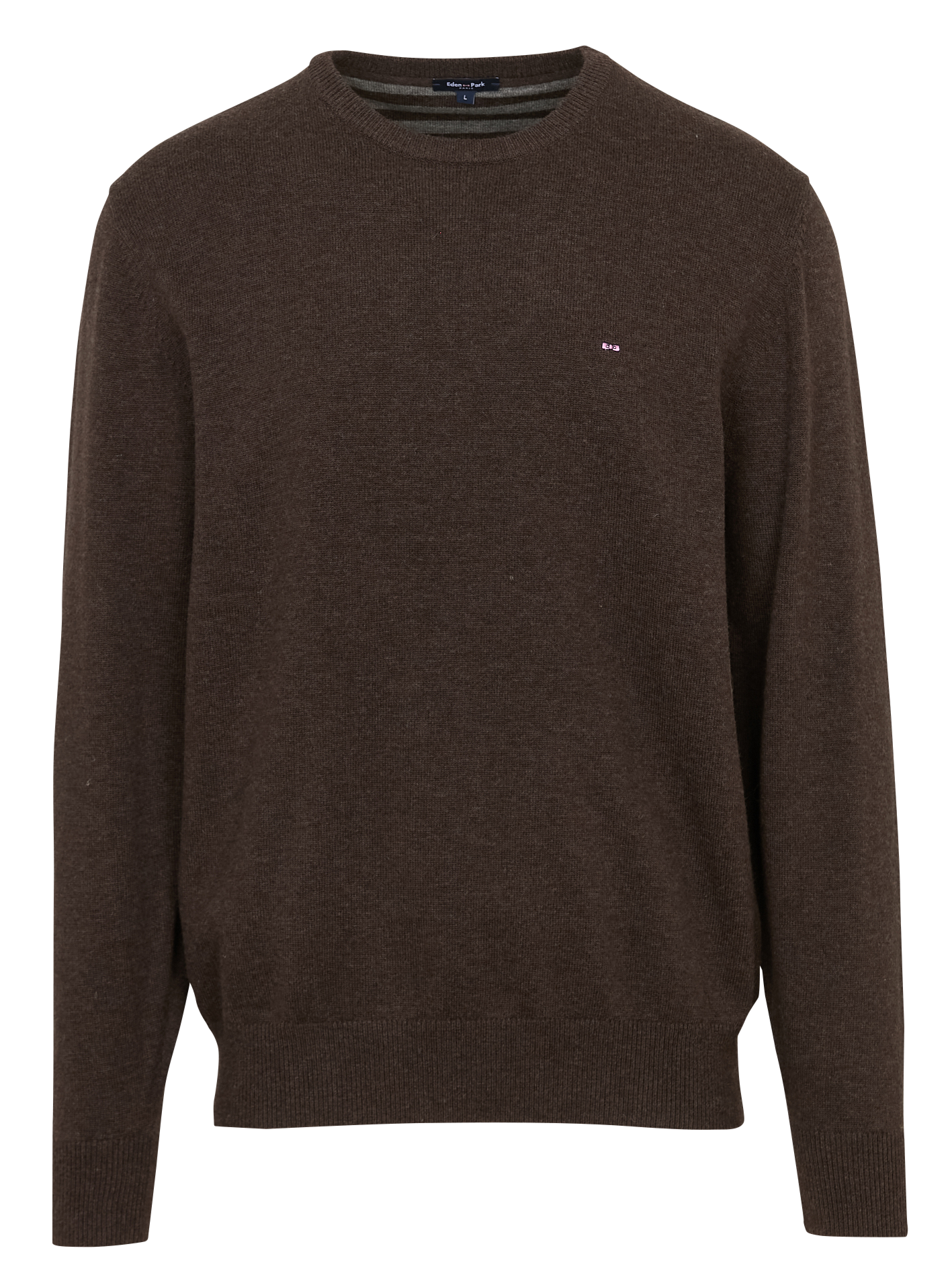 Pull droit col rond en laine et coton EDEN PARK Marron