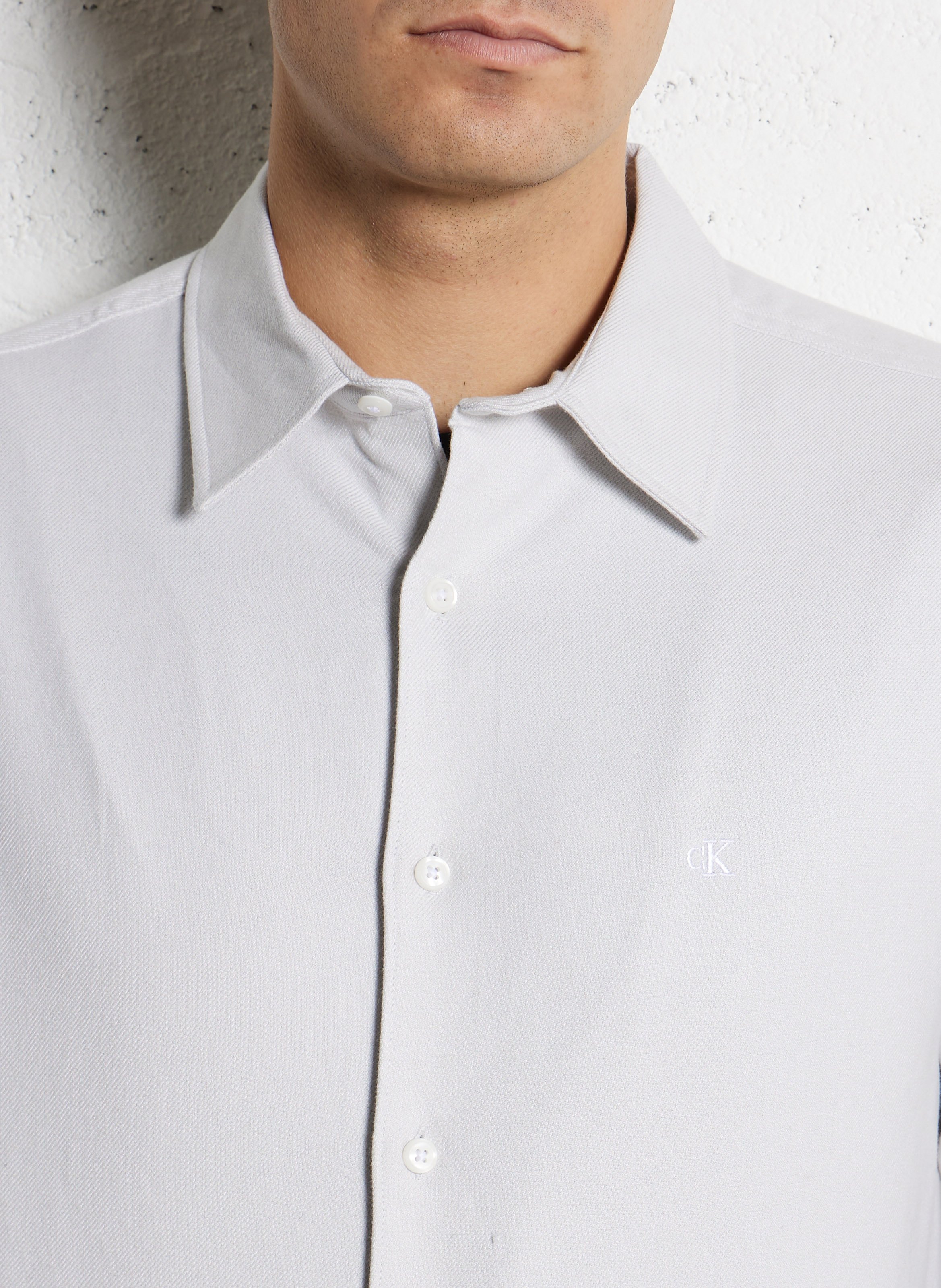 Chemise droite unie en coton CALVIN KLEIN Gris