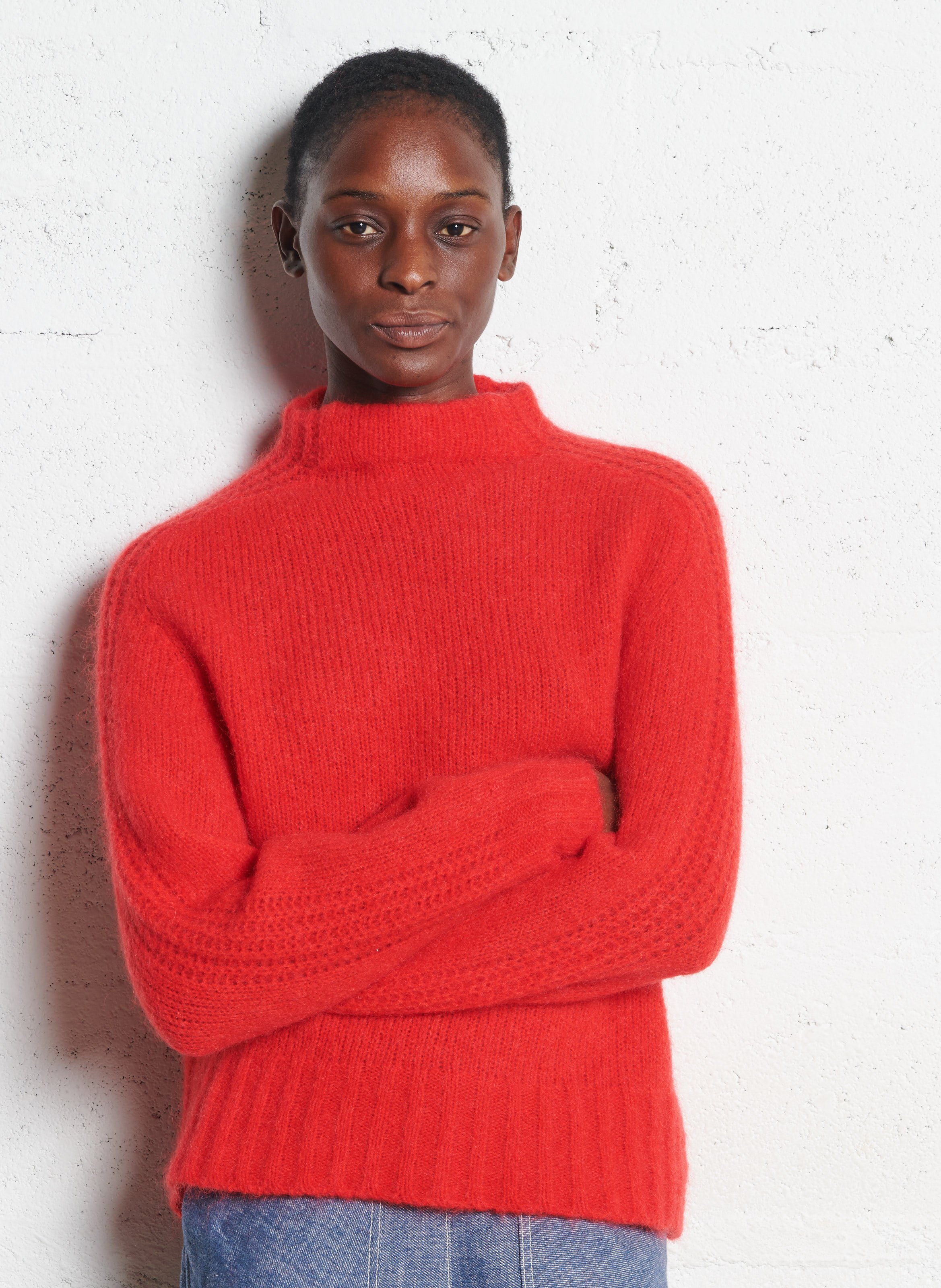 Pull droit col montant en laine mélangée MAISON ANJE