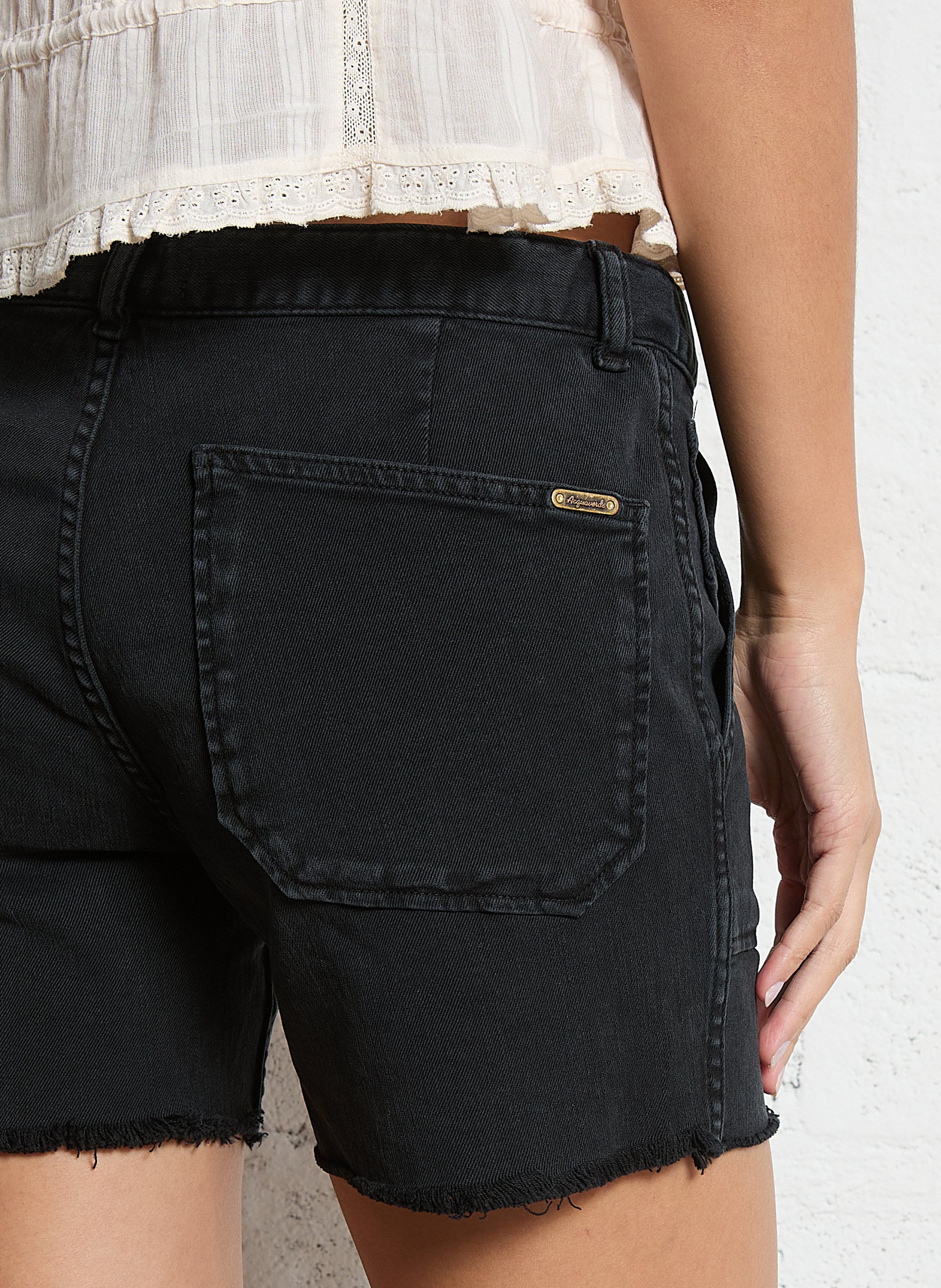 Rechte, korte spijkerbroek met stretch Zwart