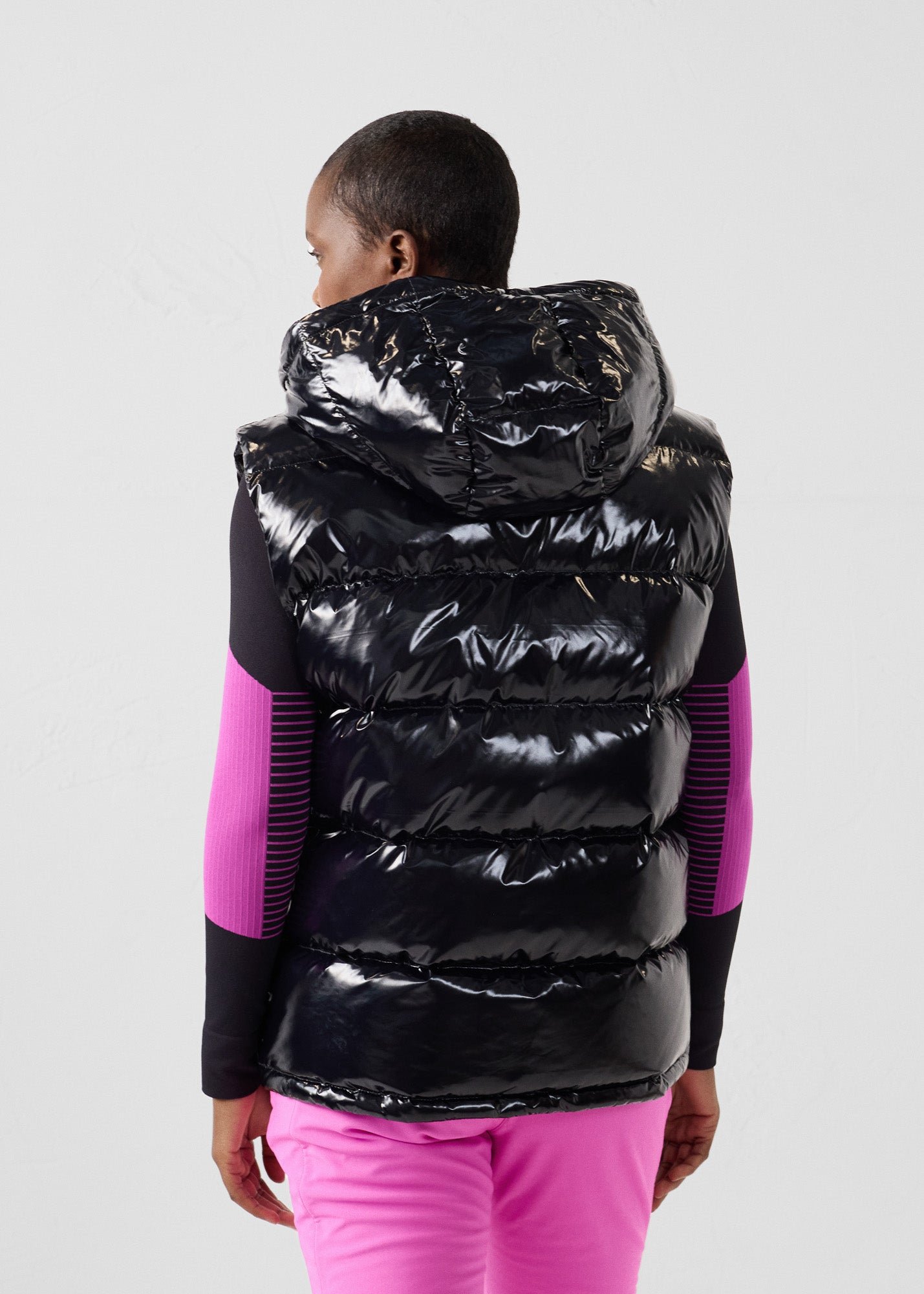 Padded sleeveless down jacket for extreme cold weather. JOTT Black