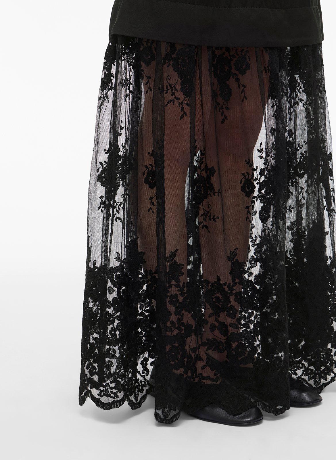 Lange jurk met vierkante halslijn in kant ROUGE EDIT Grijs