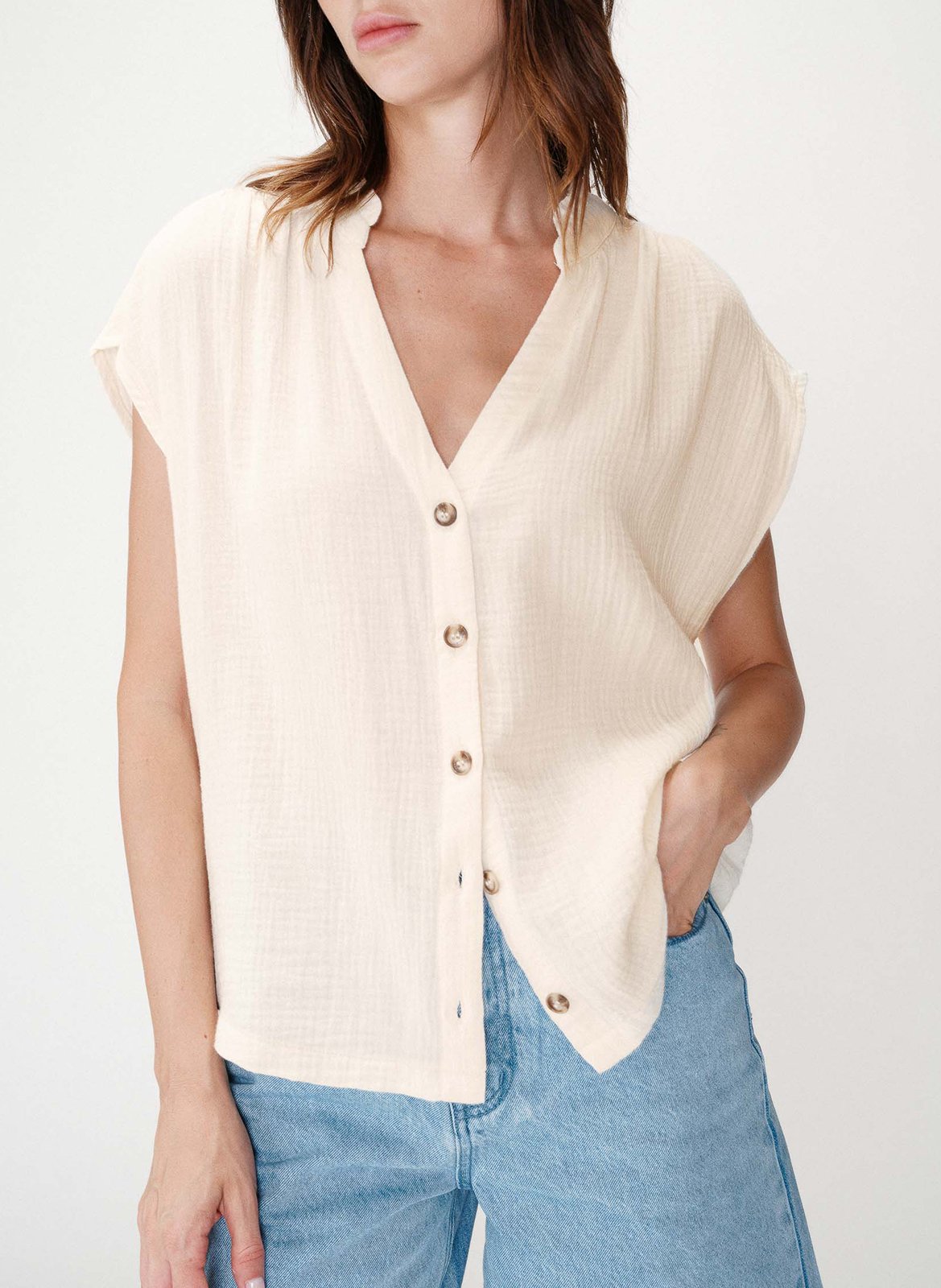 Top en coton col tunisien GRACE ET MILA