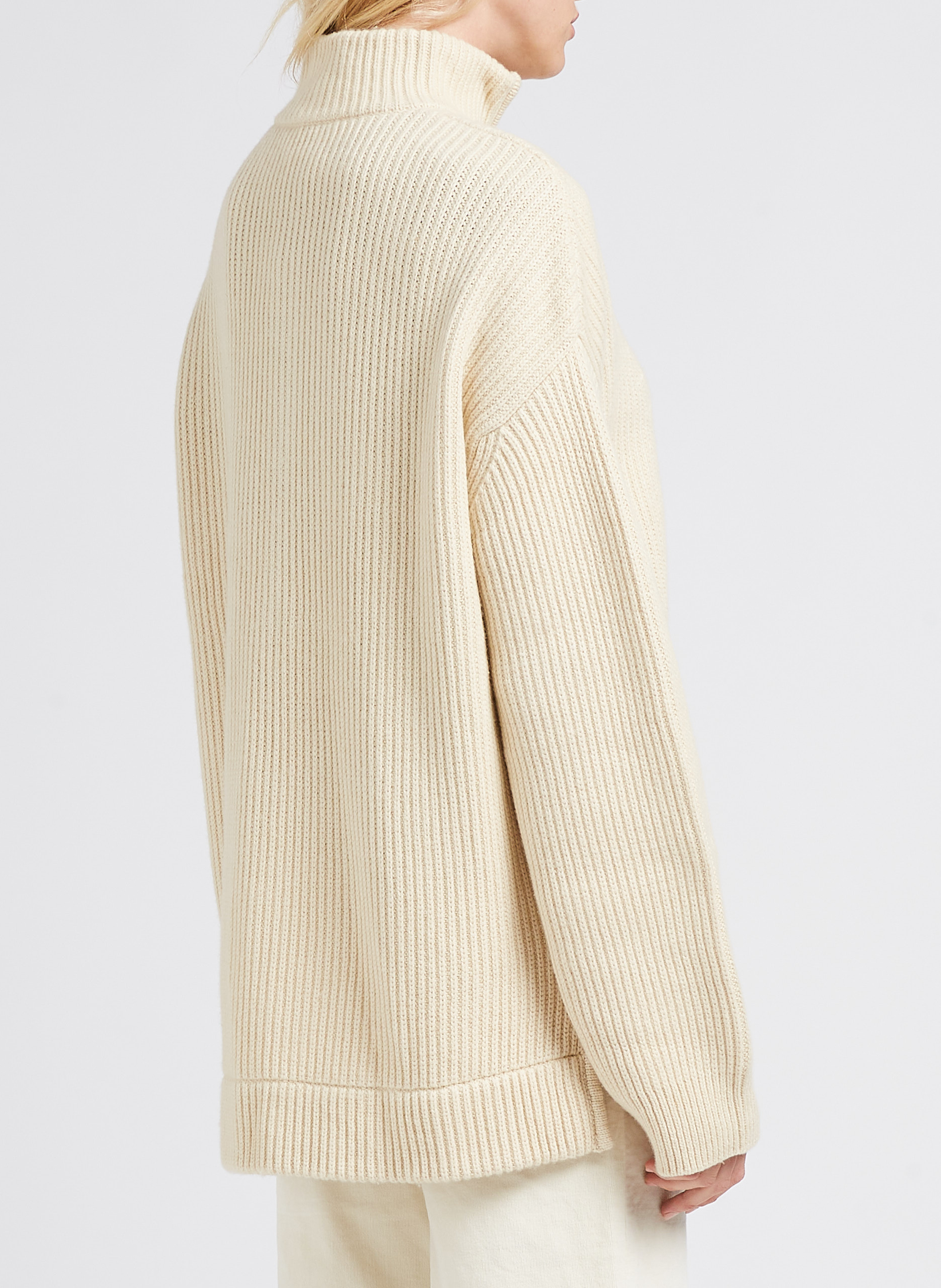 Trui met opstaande kraag en rits | wolblend SWILDENS Wit