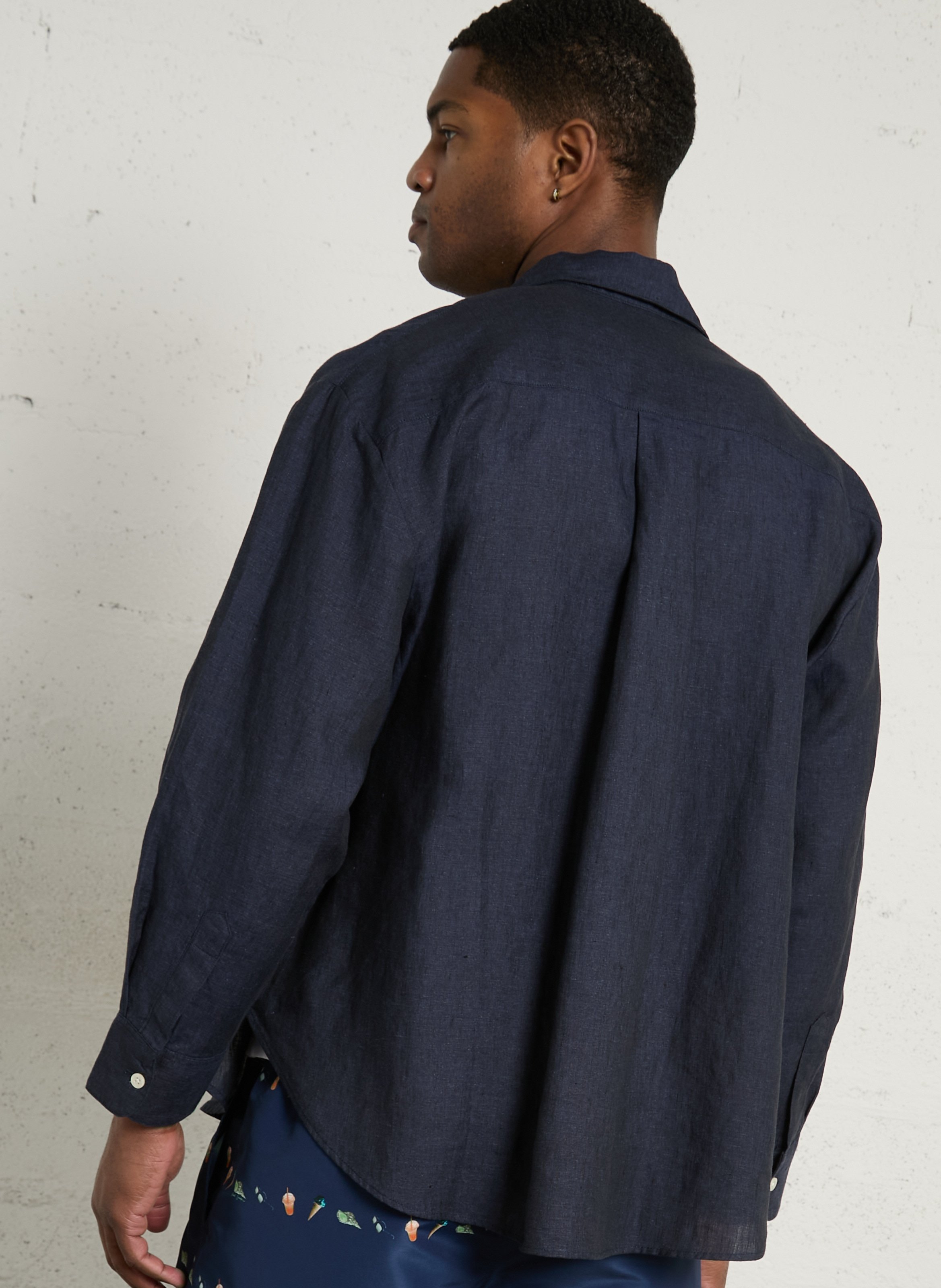 Loose-fit linen shirt with classic collar COLORFUL STANDARD Blue