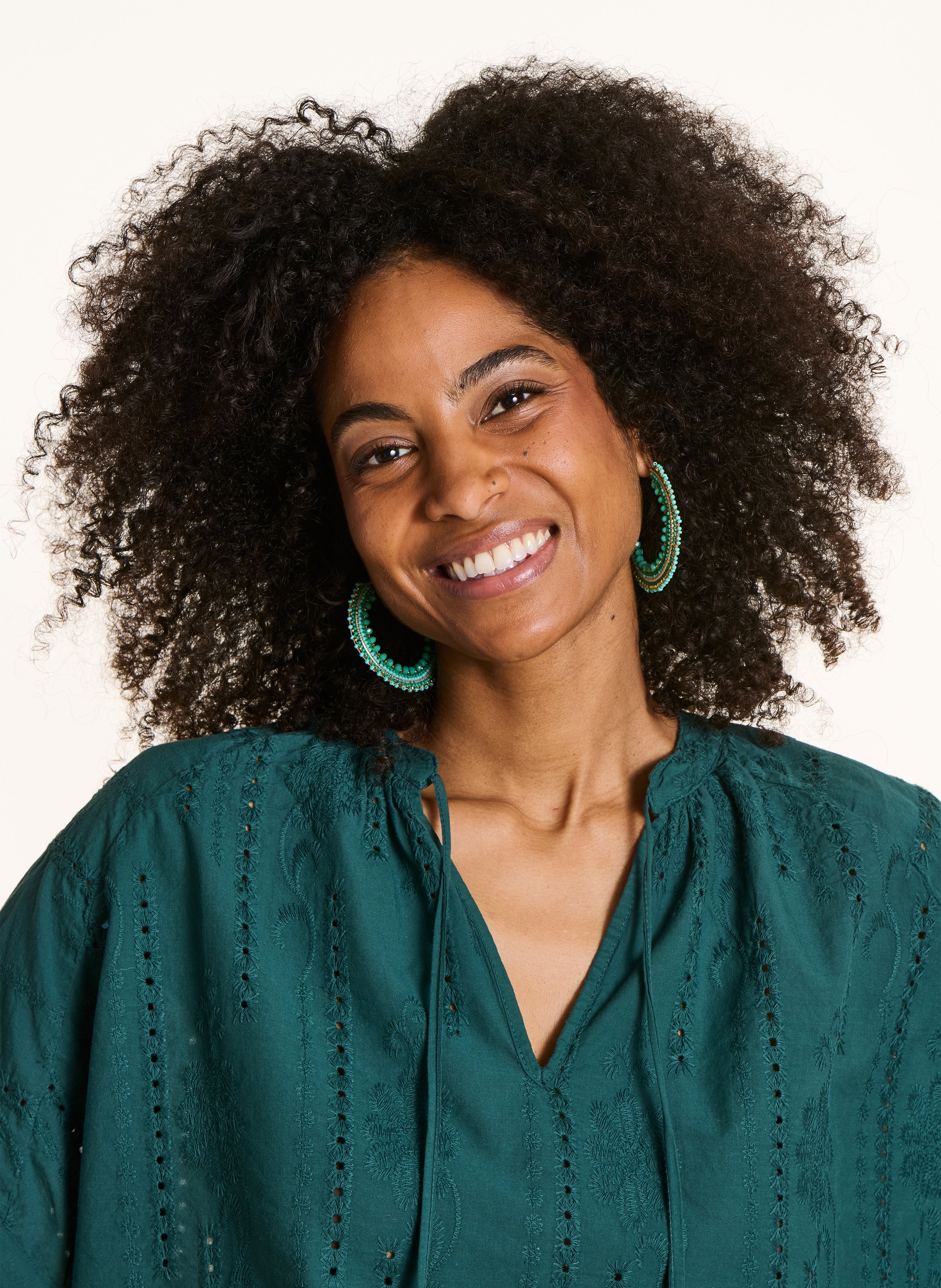 Boucles d'oreille créoles  LA FEE MARABOUTEE Green