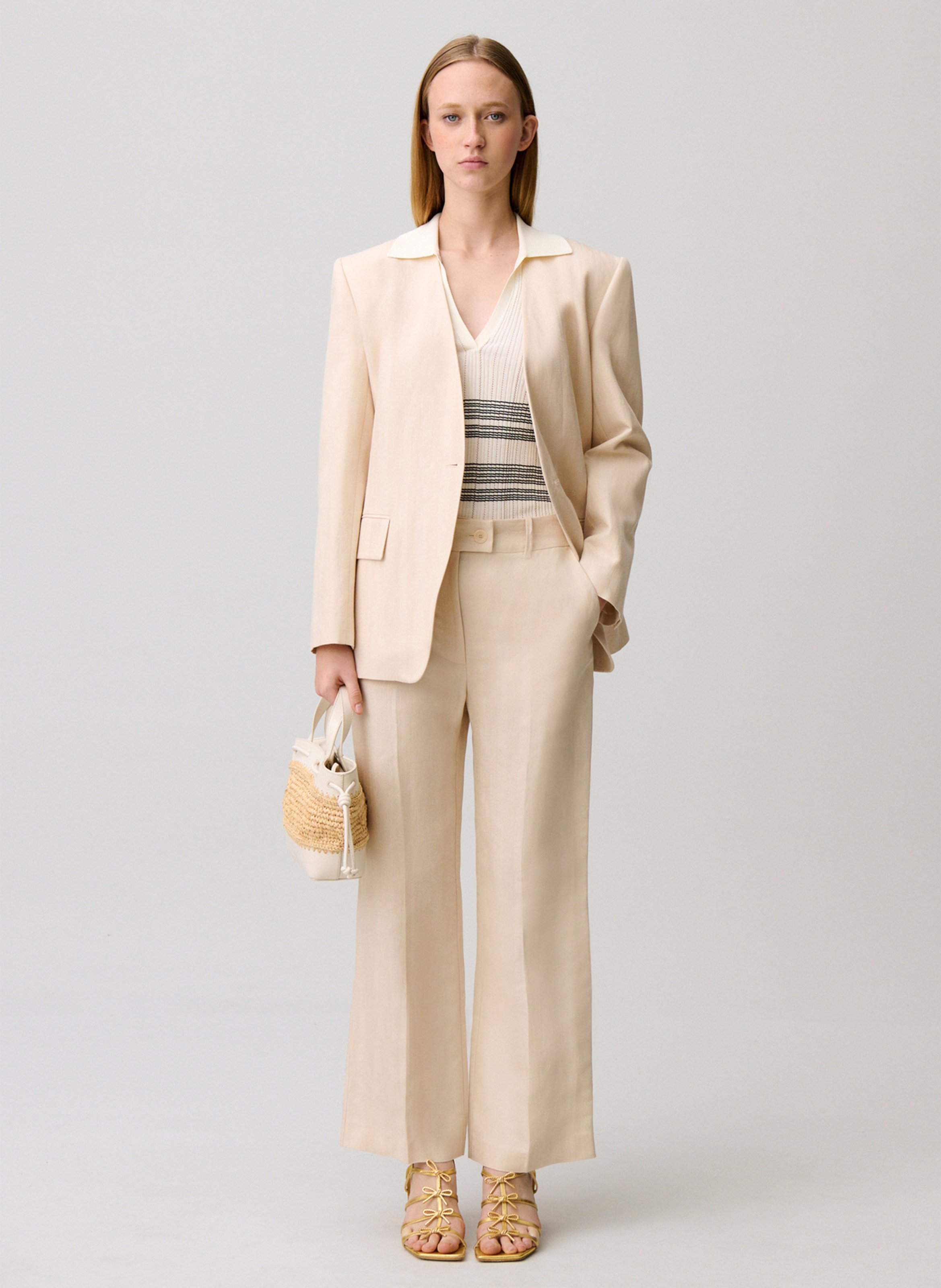 Gerade geschnittene Anzughose uni CLAUDIE PIERLOT Beige