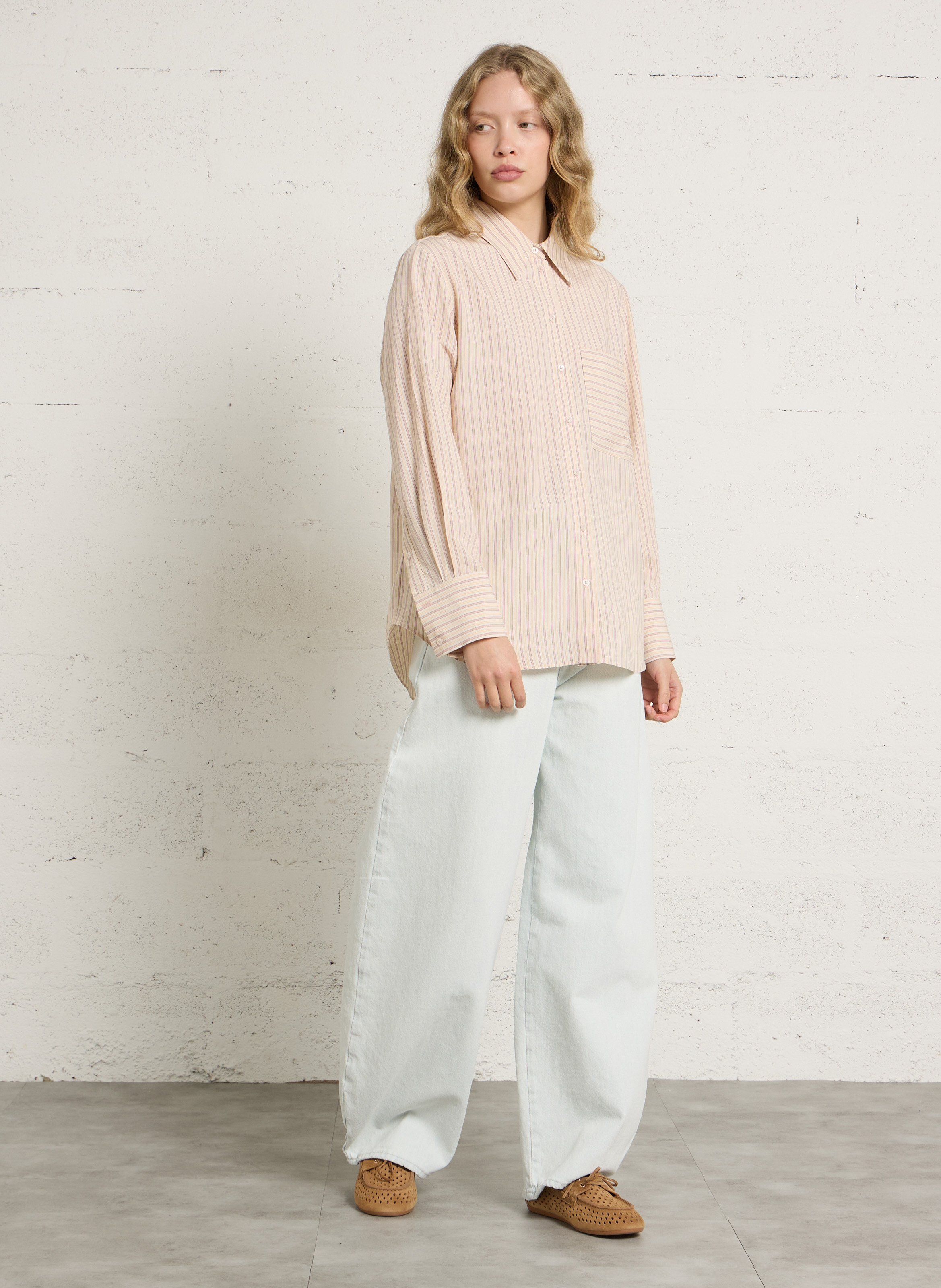 Oversized shirt with classic striped collar BELLEPIECE Orange