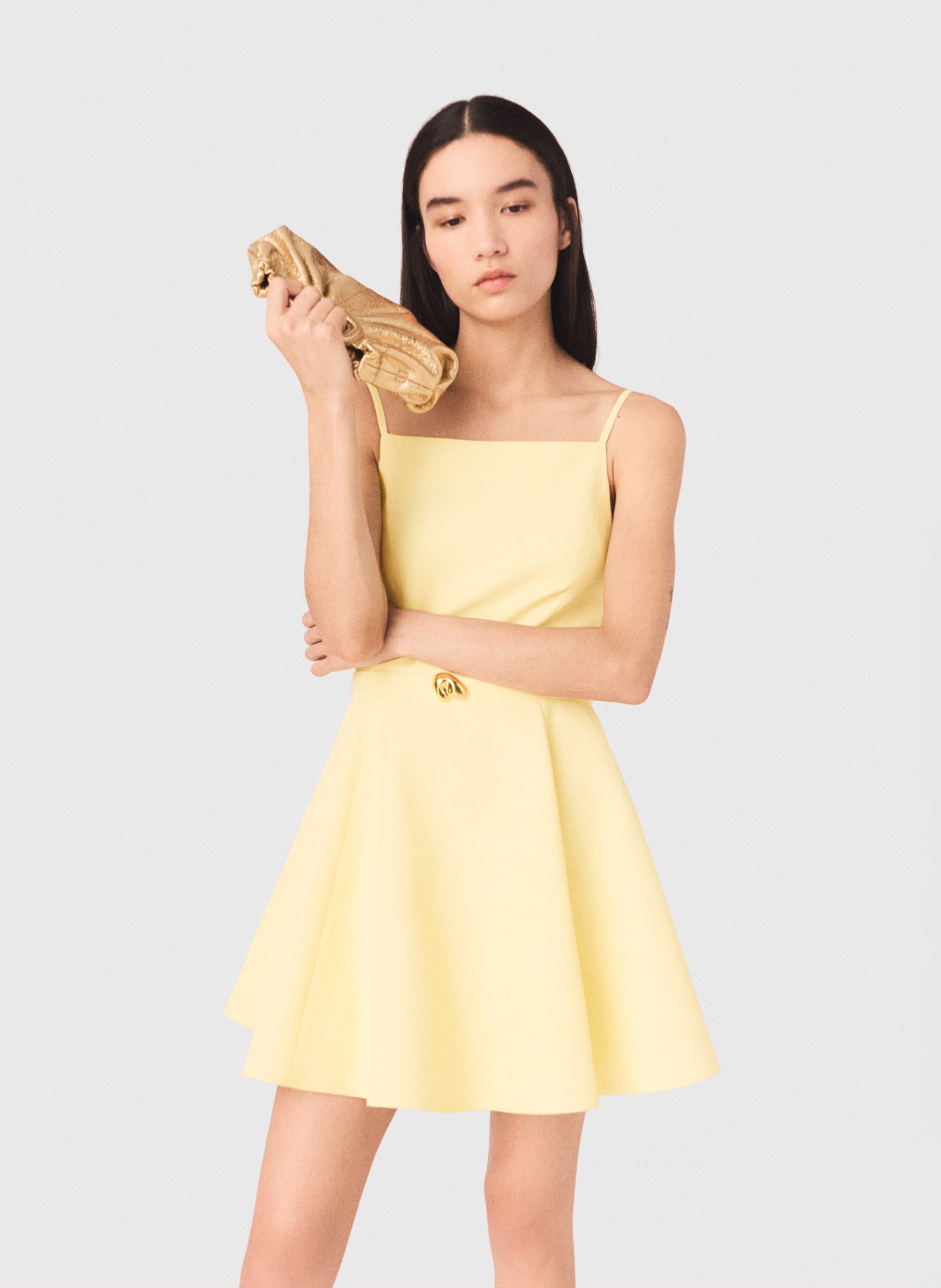 Korte, gerende jurk MAJE Geel