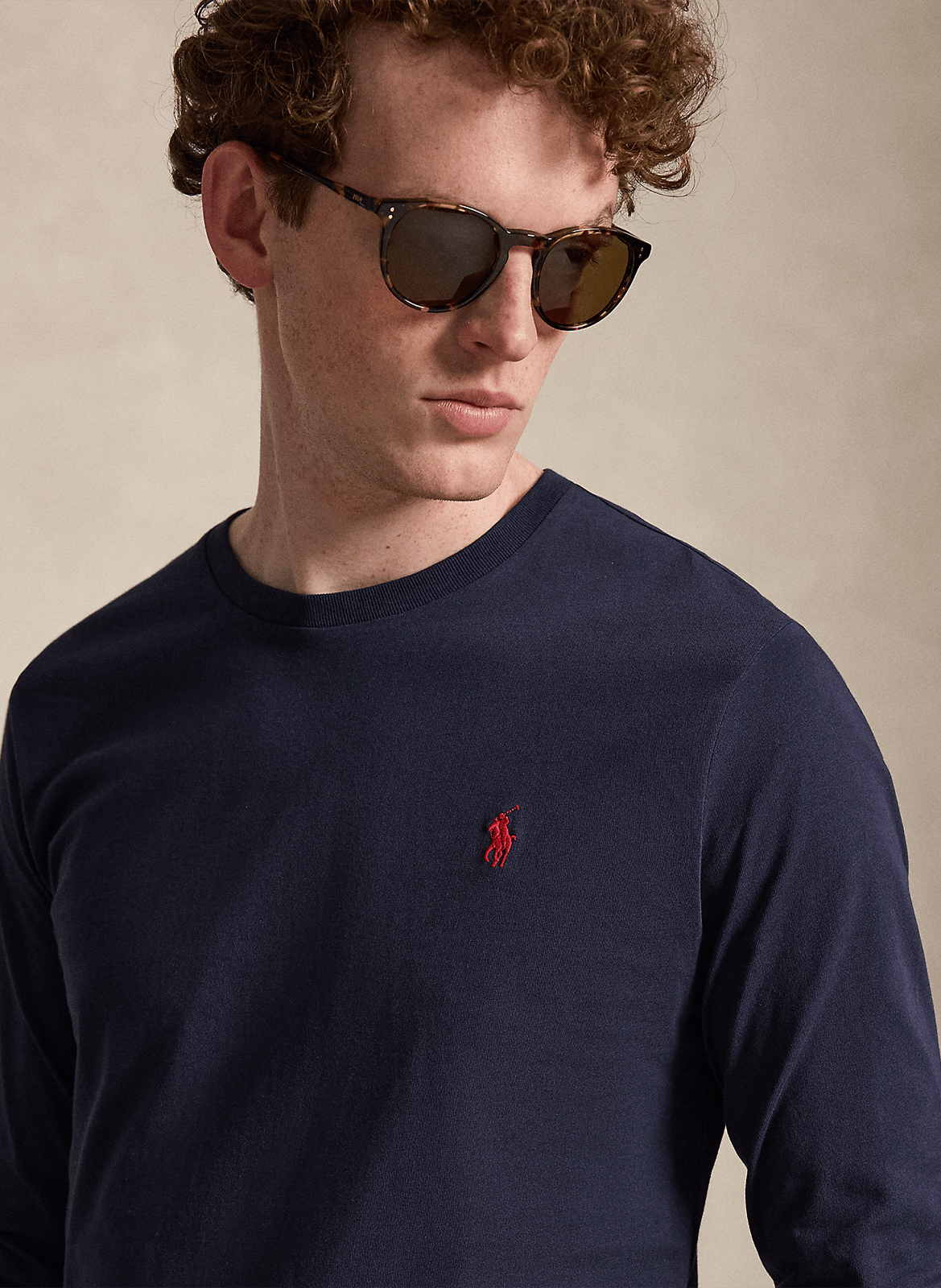 Tee-shirt col rond slim-fit en coton POLO RALPH LAUREN Bleu