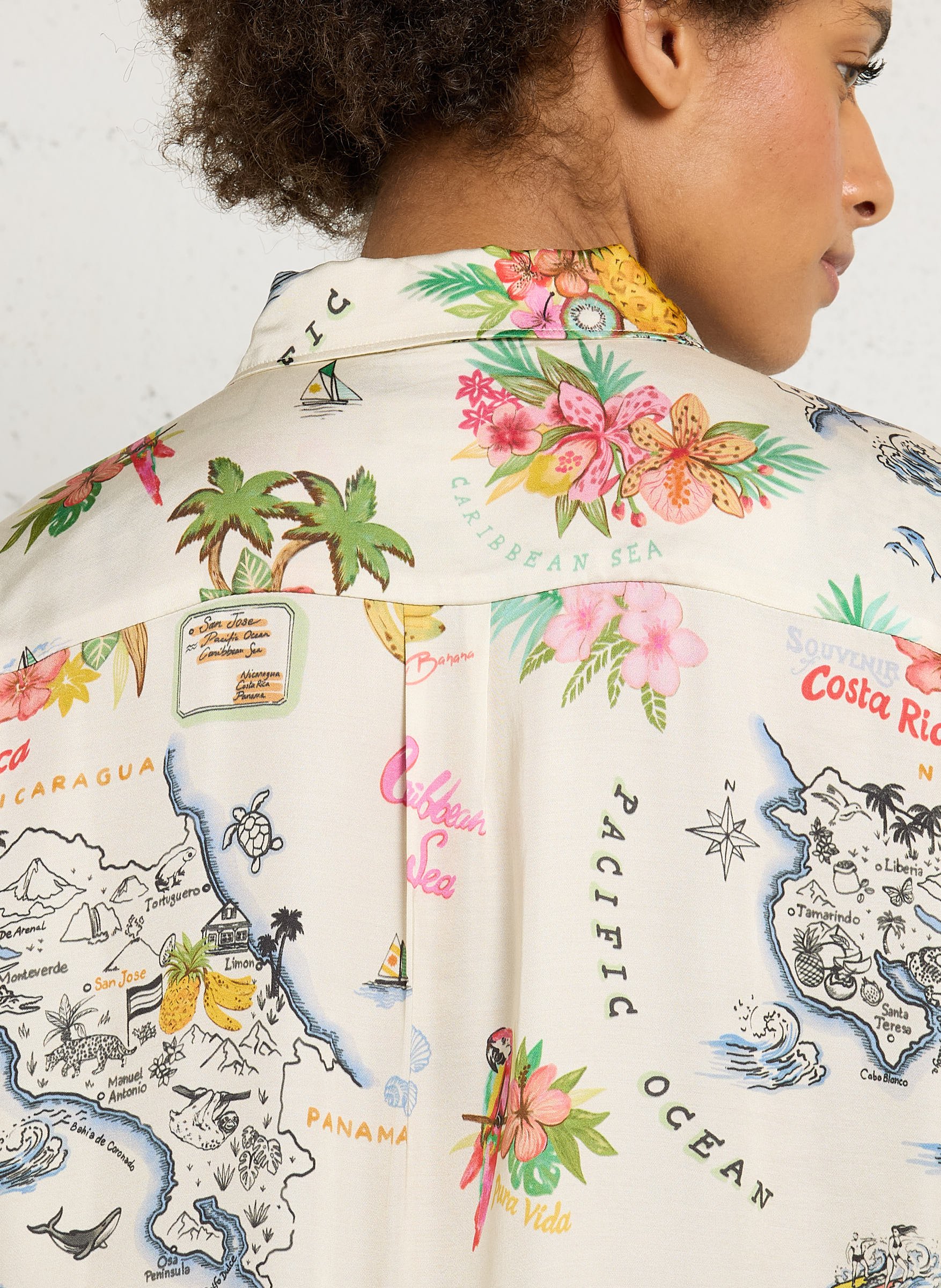 Rechte blouse met klassieke kraag en print HARTFORD Veelkleurig