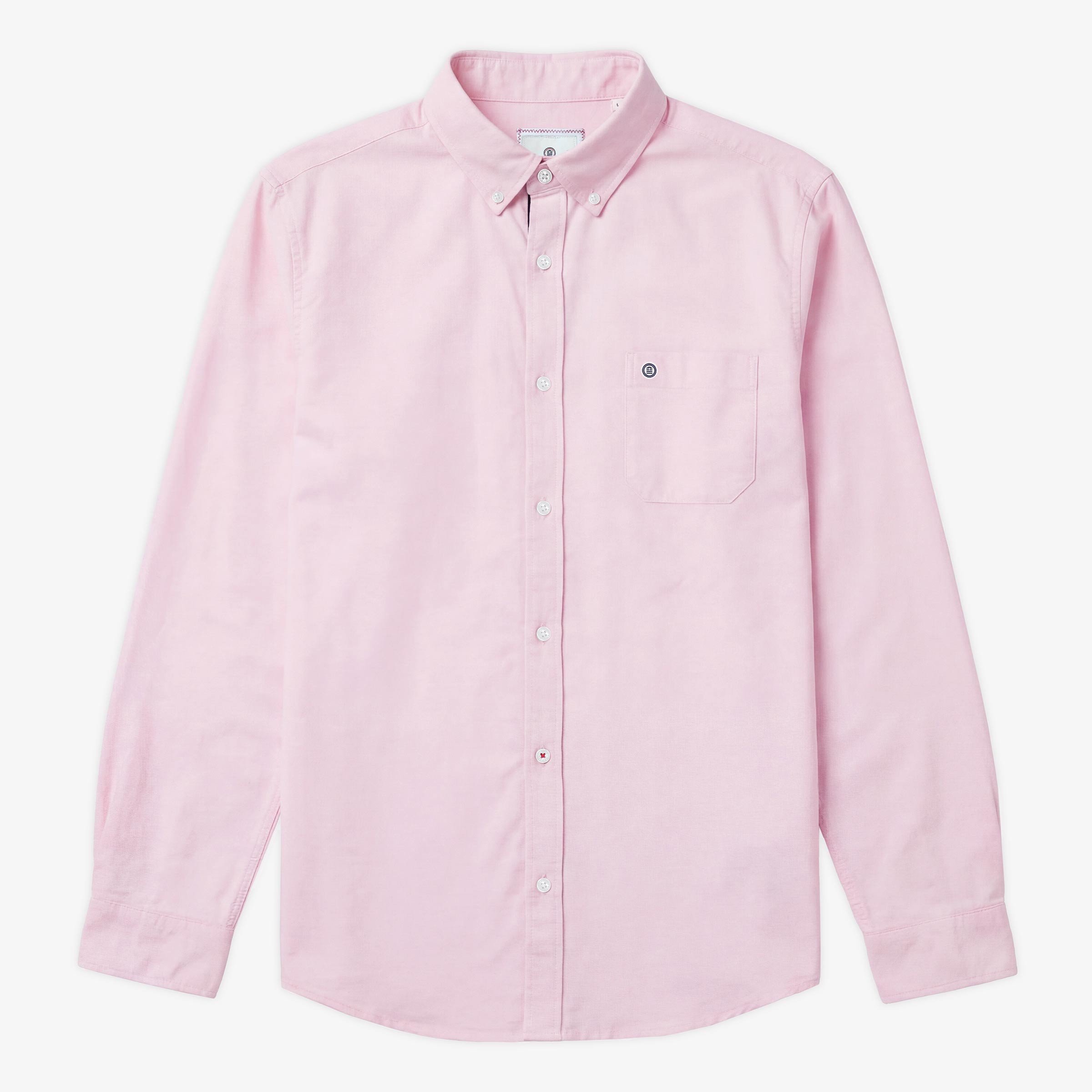 Long-sleeved oxford cotton shirt with tricolor trim SERGE BLANCO Pink