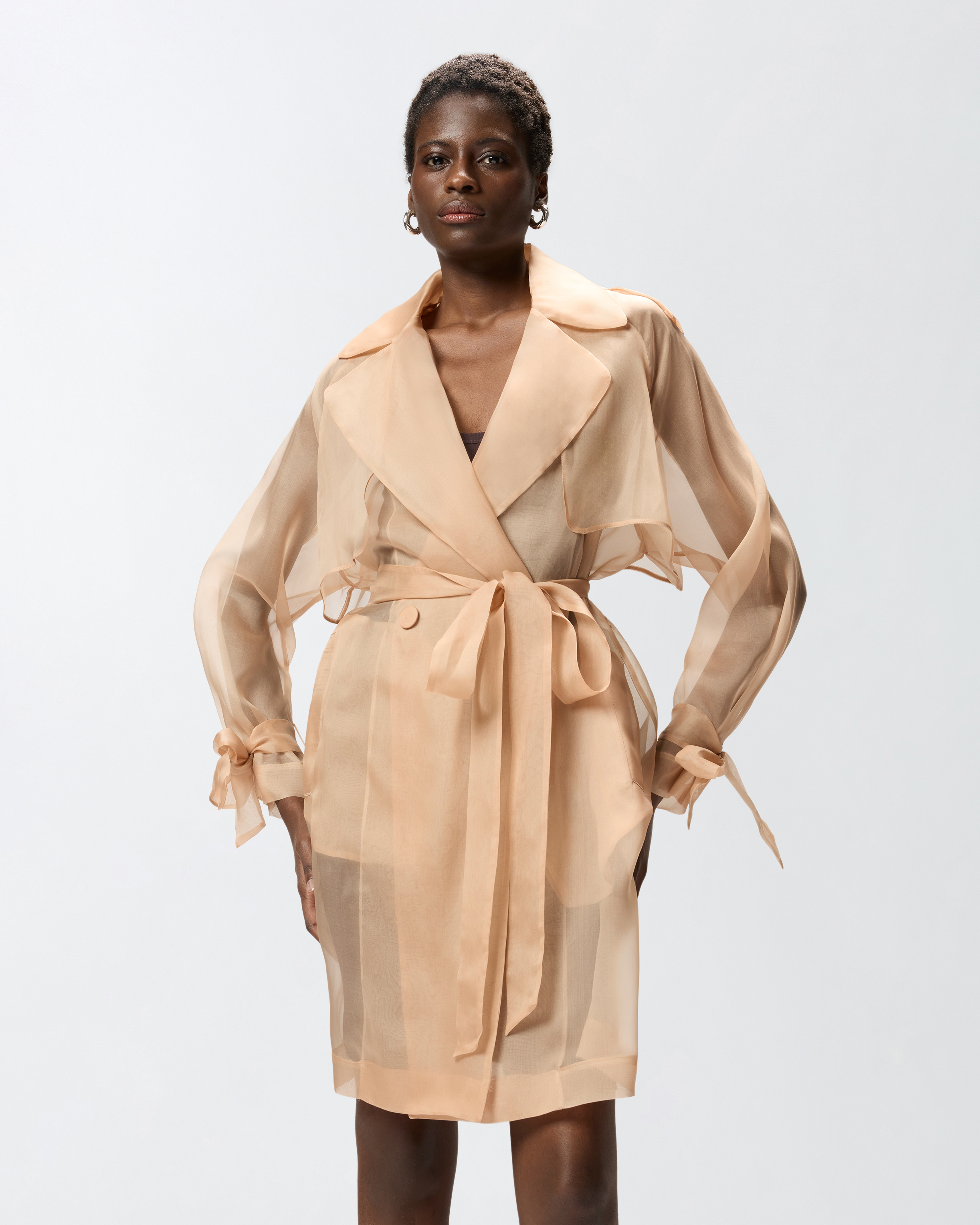 Trench en organza de soie PINKO Rose