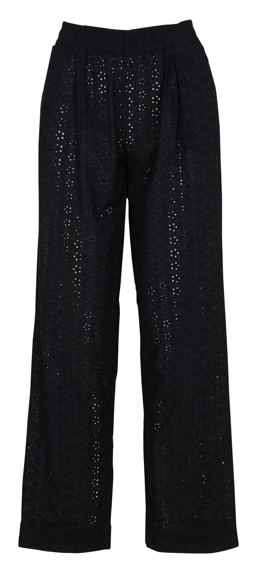 High-waisted pants in broderie anglaise. LA NOUVELLE Black
