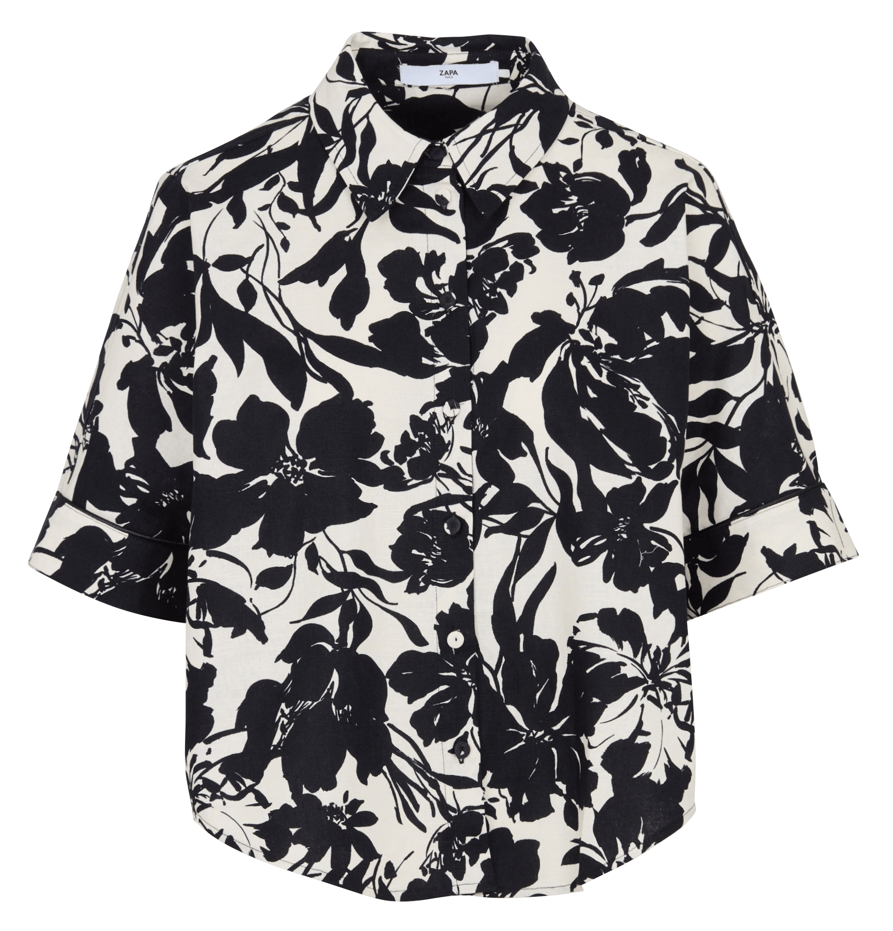 Bluse aus Leinen-Mix mit klassischem Kragen ZAPA Weiss