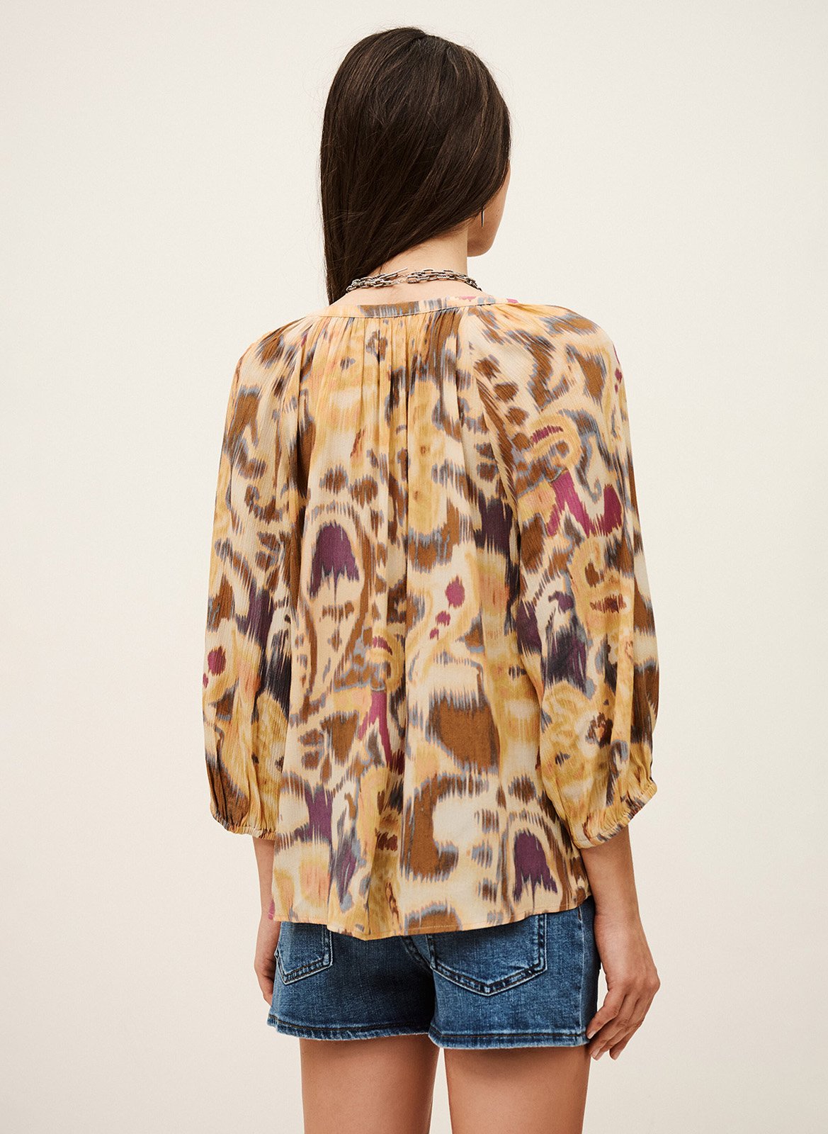 Blouse col rond imprimée BA&SH Geel