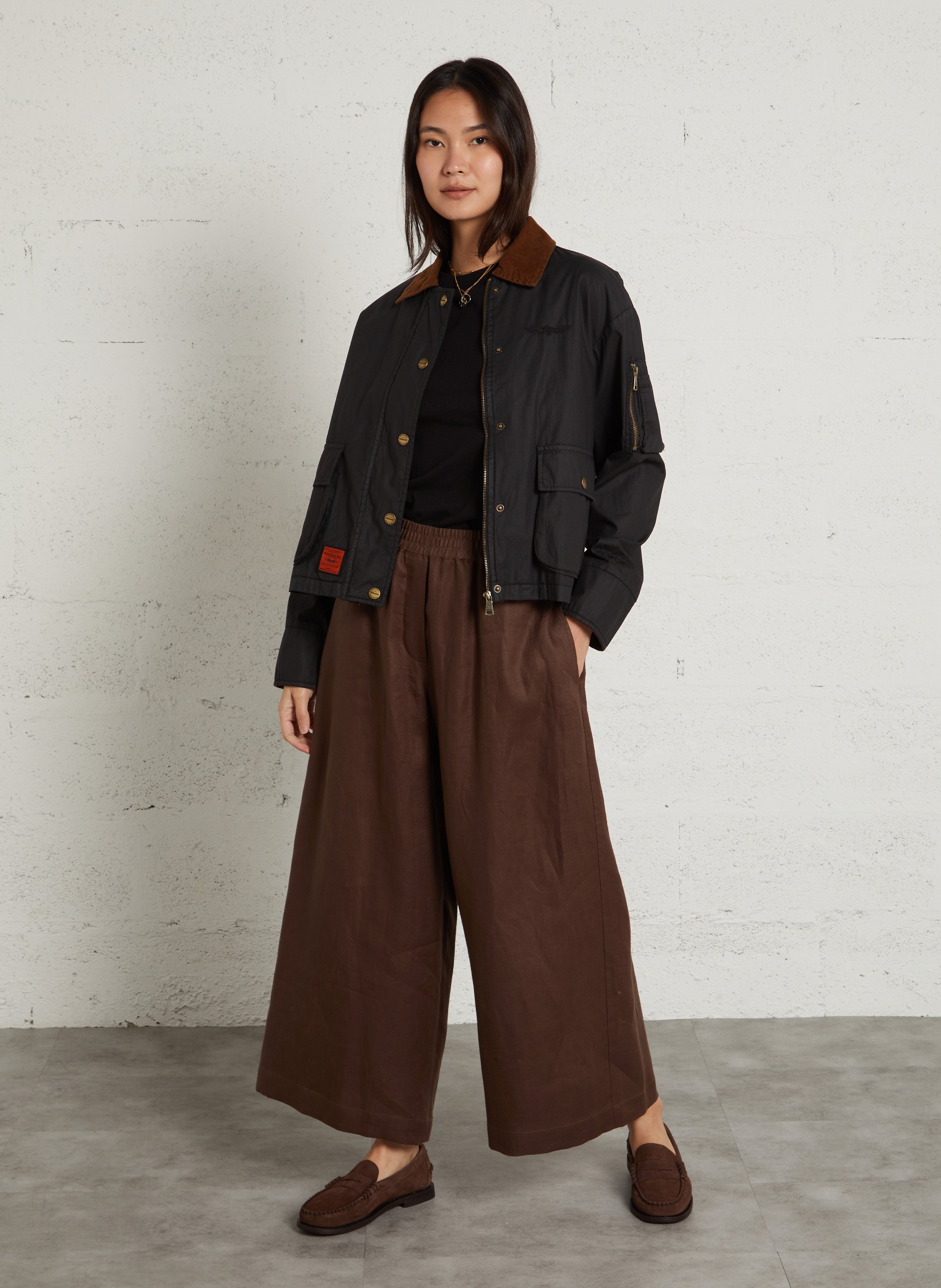 Oversized jacket with classic collar BOMBERS ORIGINAL Black