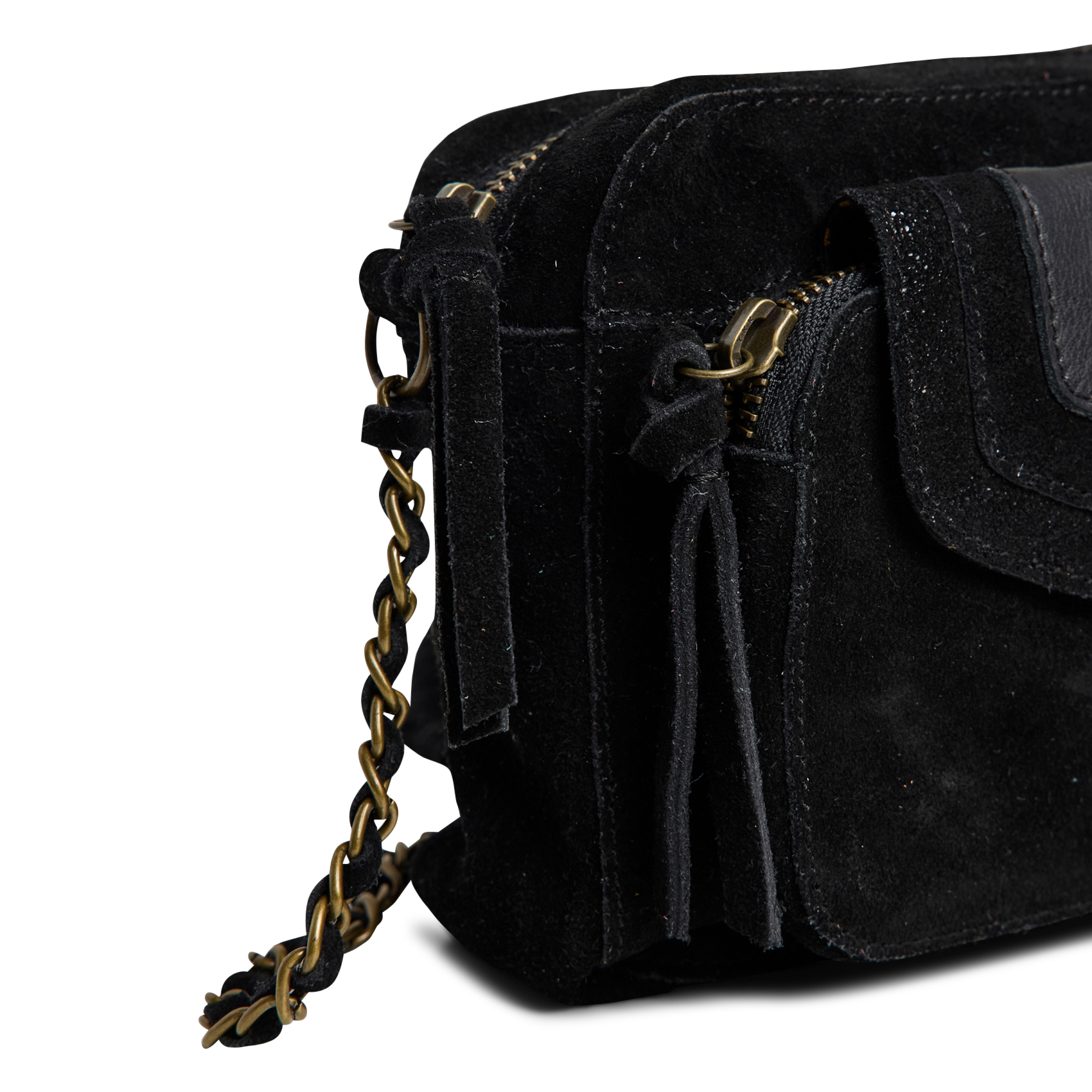 Sac bandoulière en cuir PIECES Noir