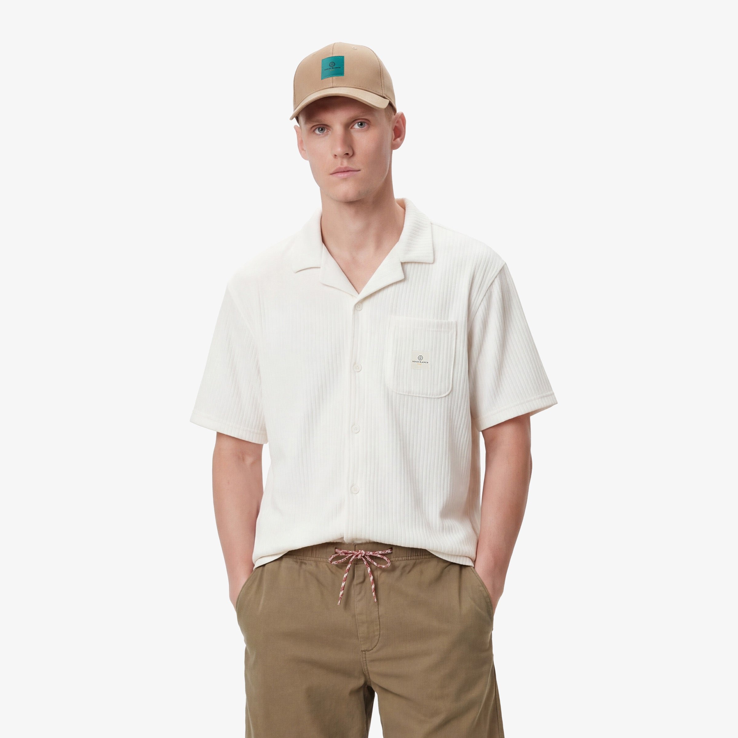 Short-sleeved woven cotton shirt SERGE BLANCO White