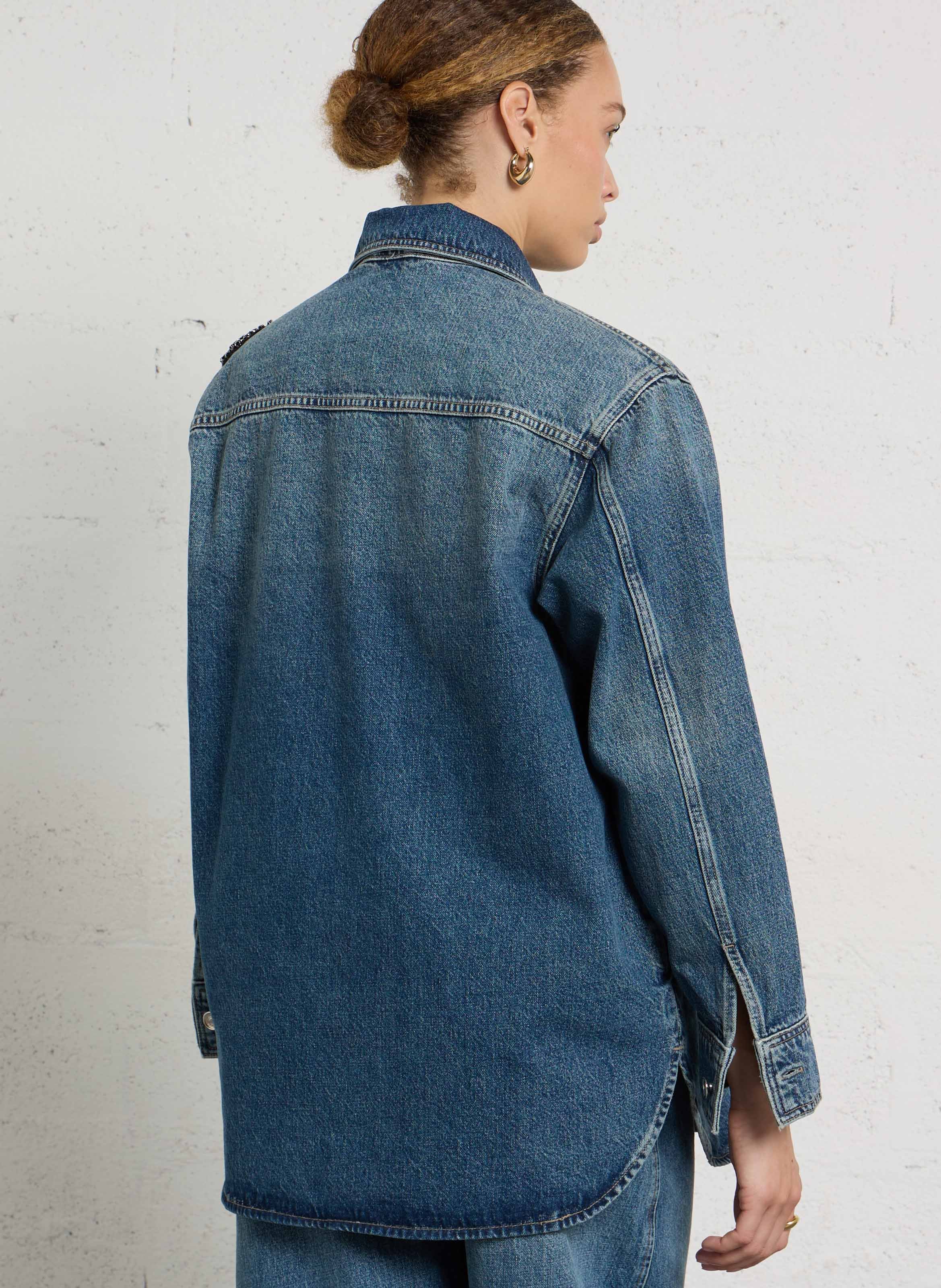 Oversize Denimjacke aus Baumwolle LIU JO Blau