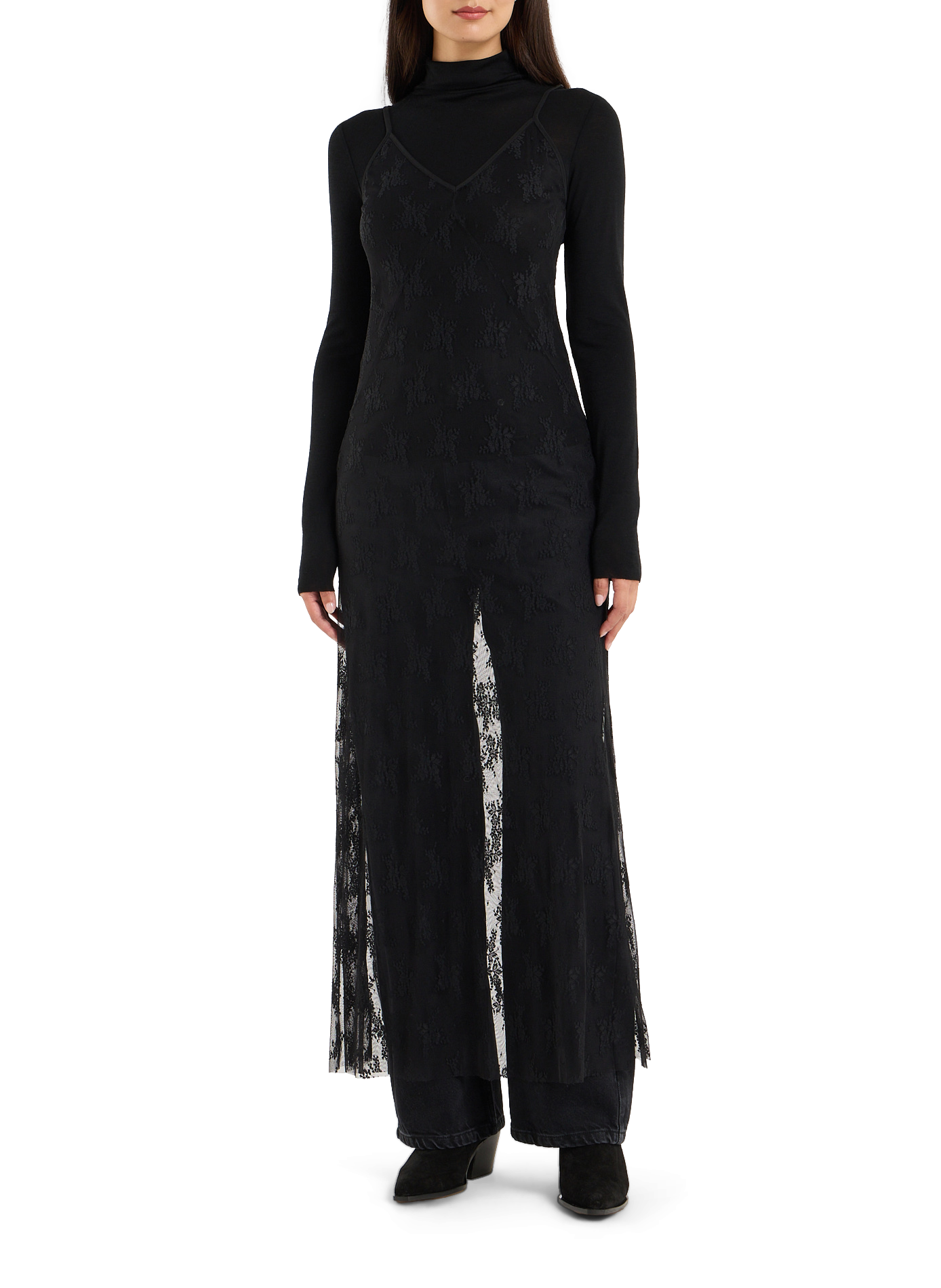 Floral Lace Flowy Bonnie Dress SAISON 1865 Black