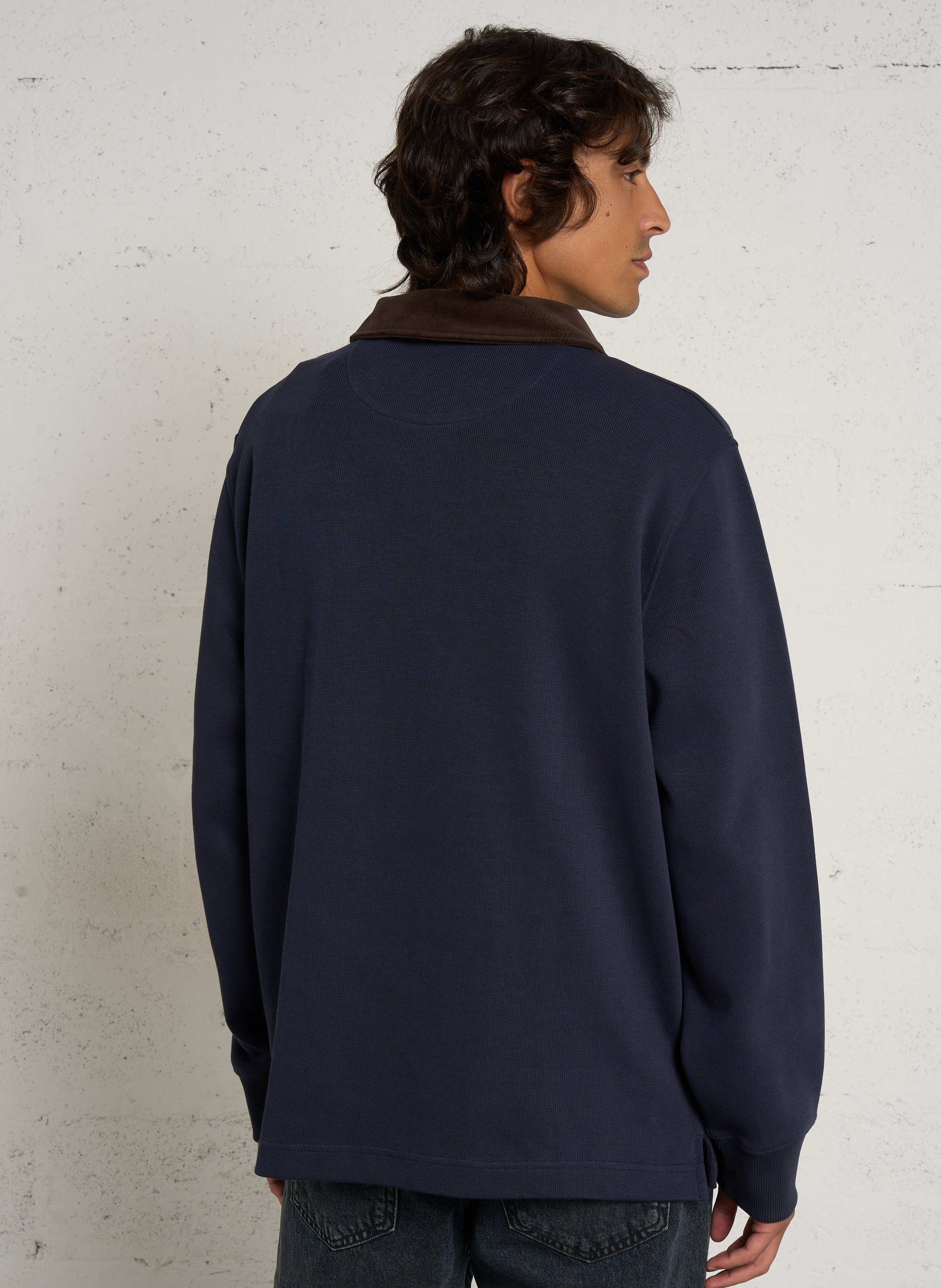 Pull col polo en coton GANT Bleu