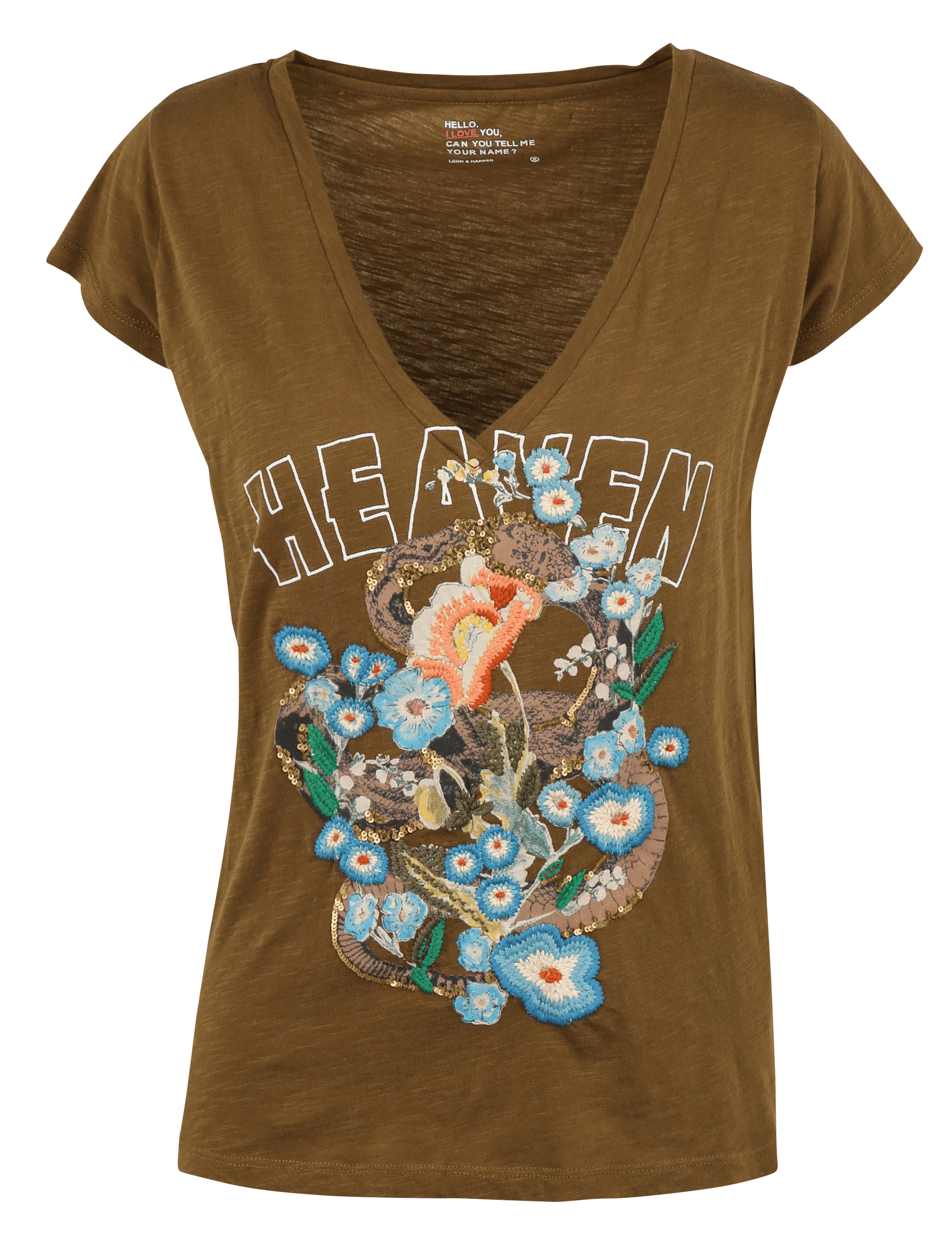 Recht T-shirt van biokatoen LEON & HARPER