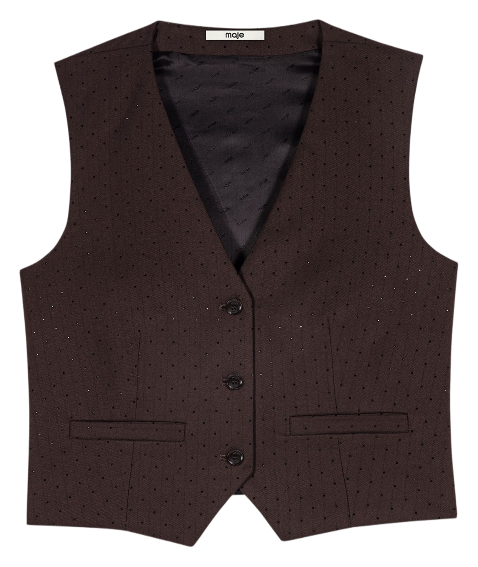 Veste droite sans manches MAJE Marron