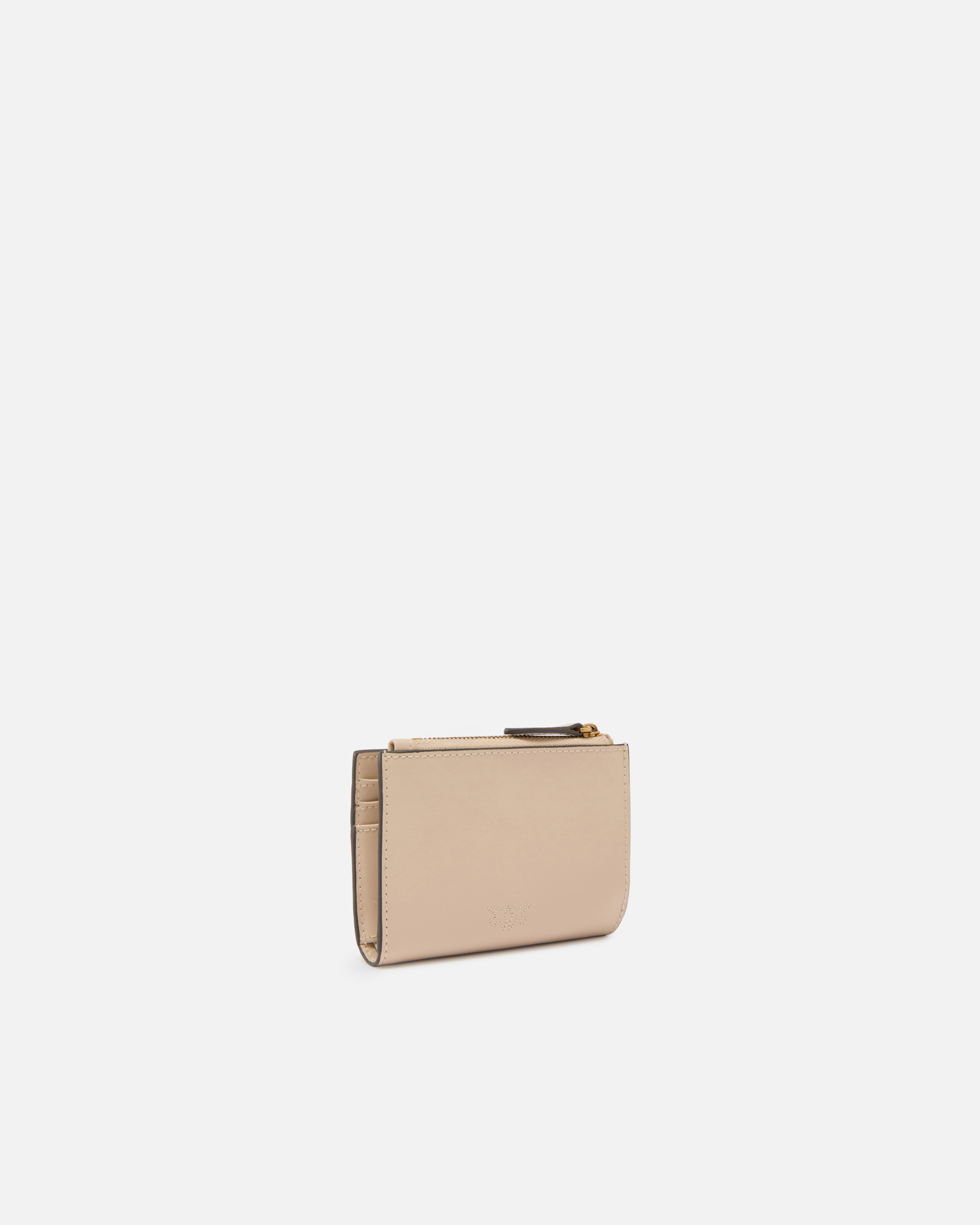 Small smooth leather wallet with logo PINKO Beige