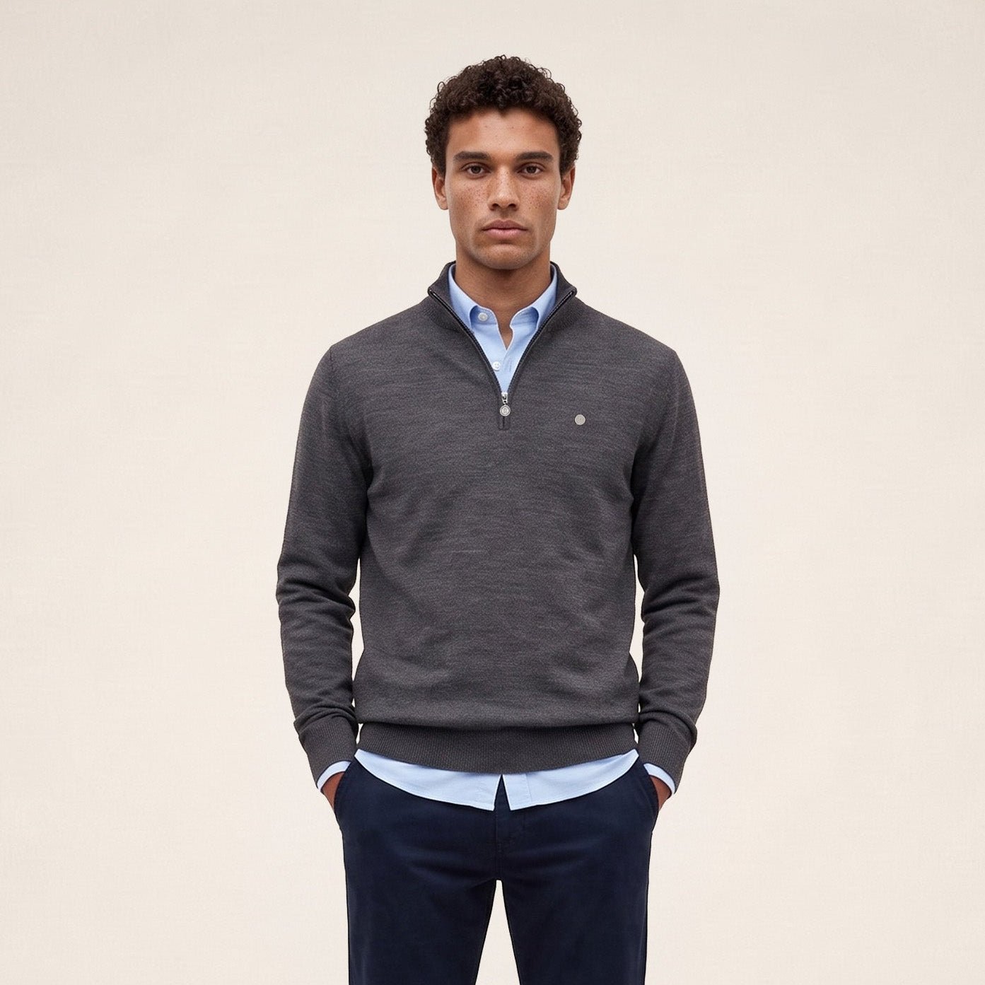 Essential zip-neck sweater SERGE BLANCO Grey