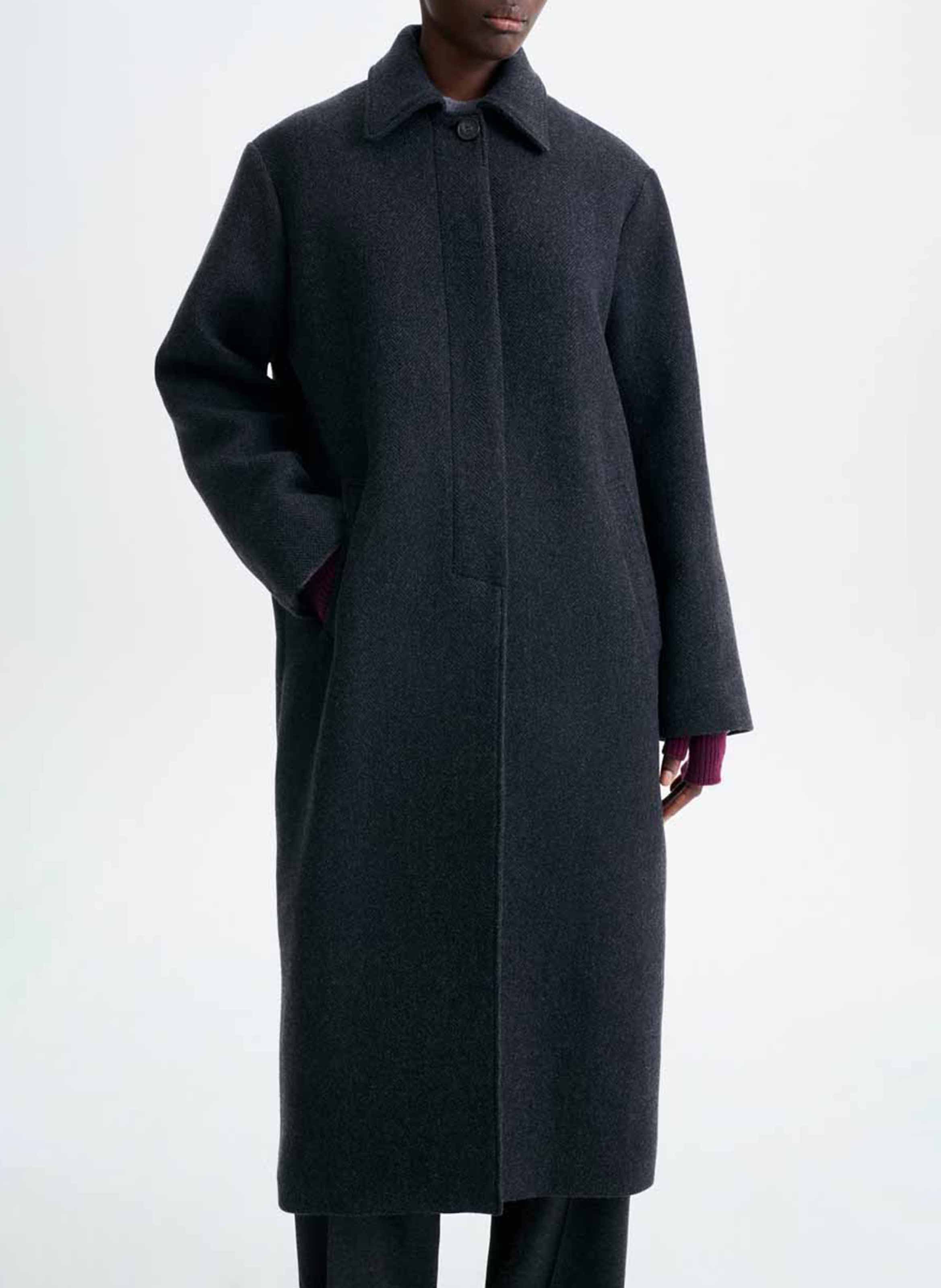 Manteau col classique en laine mélnagée VANESSA BRUNO Gris