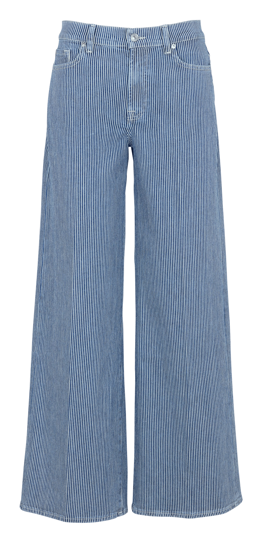 Rechte, gestreepte jeans met hoge taille 7 FOR ALL MANKIND Veelkleurig