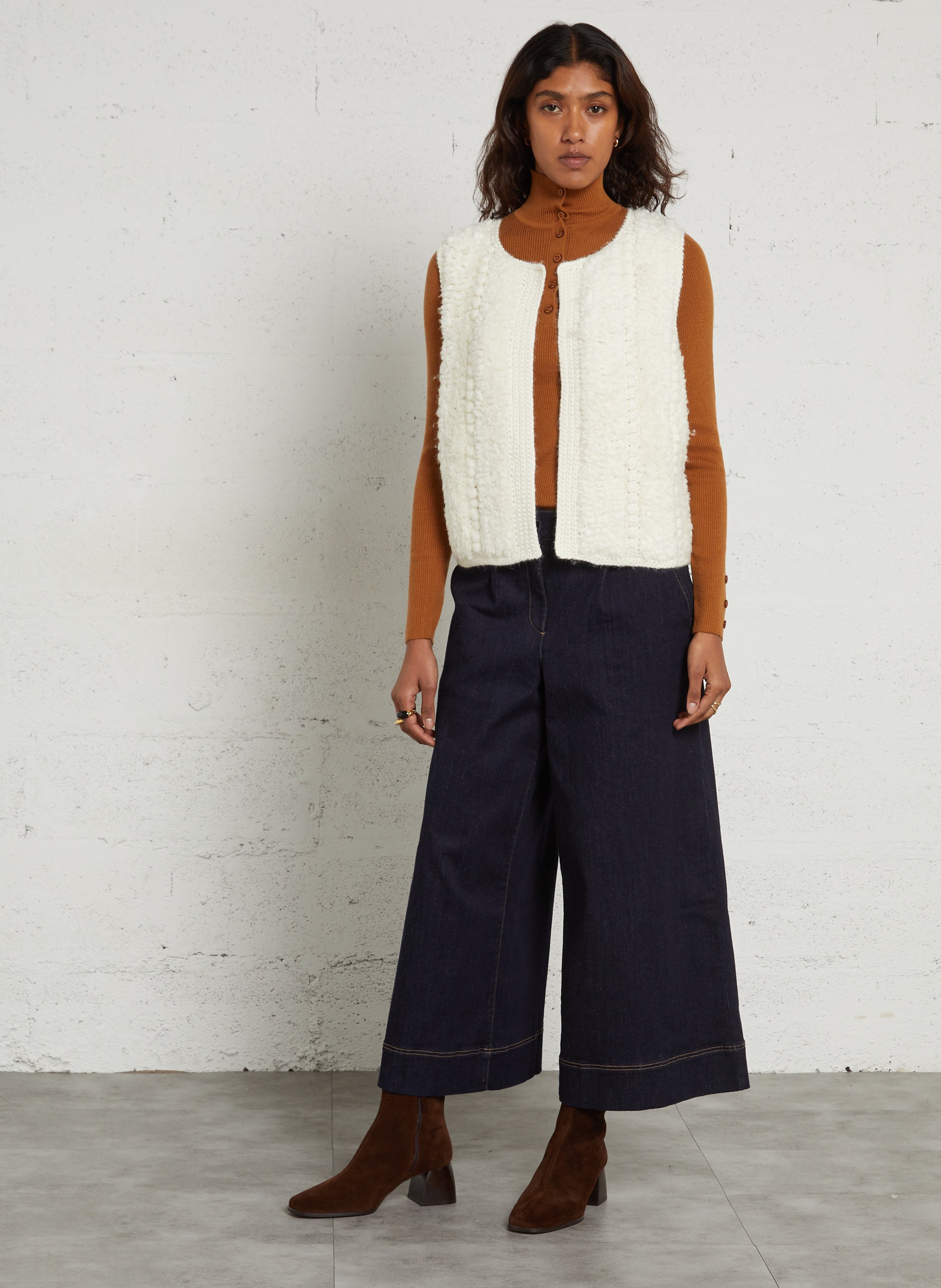 Gilet sans manche en maille MAISON 123 Blanc
