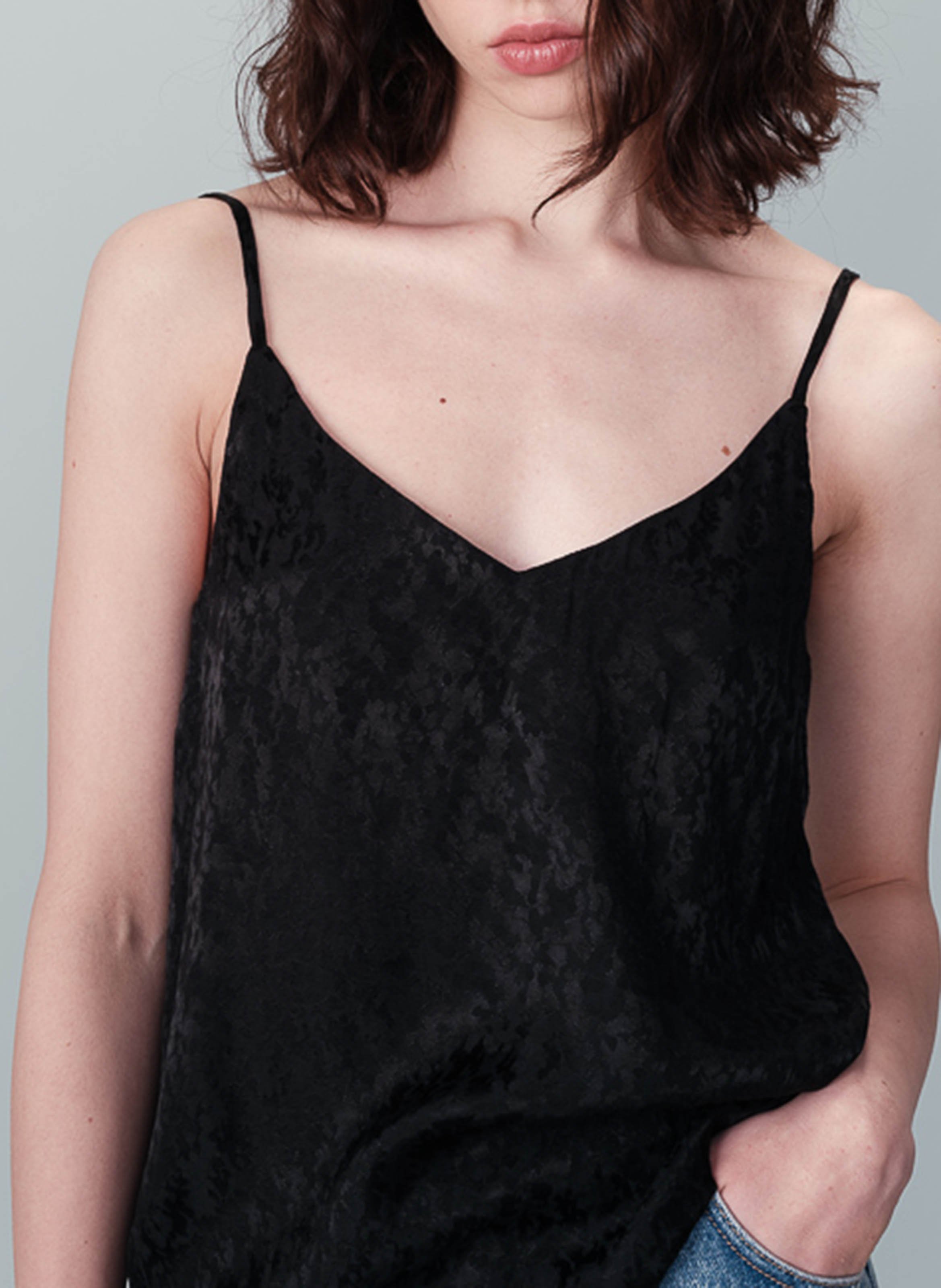 Straight jacquard tank top Black