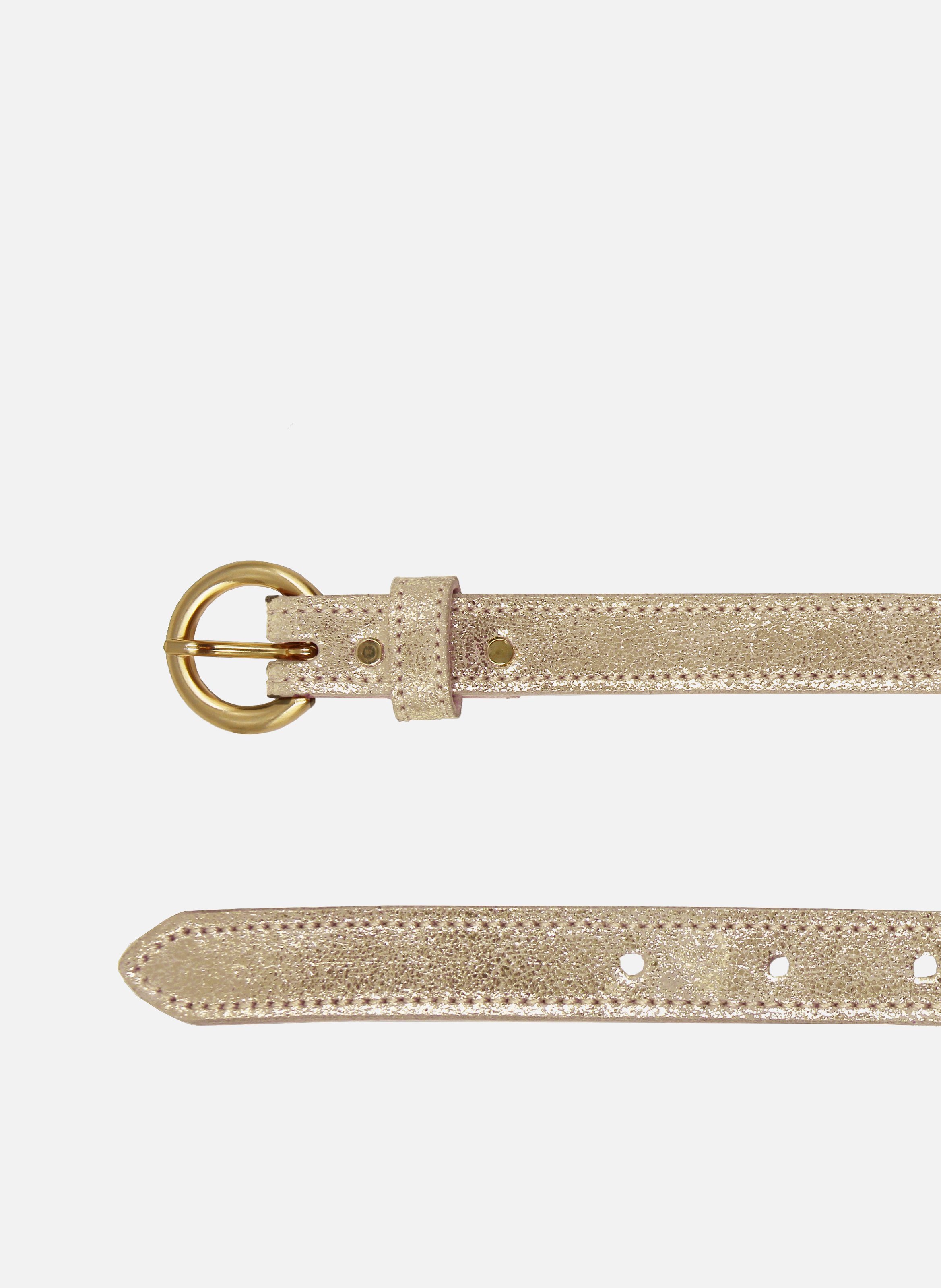 Gold metallic leather buckle belt JULES & JENN Golden